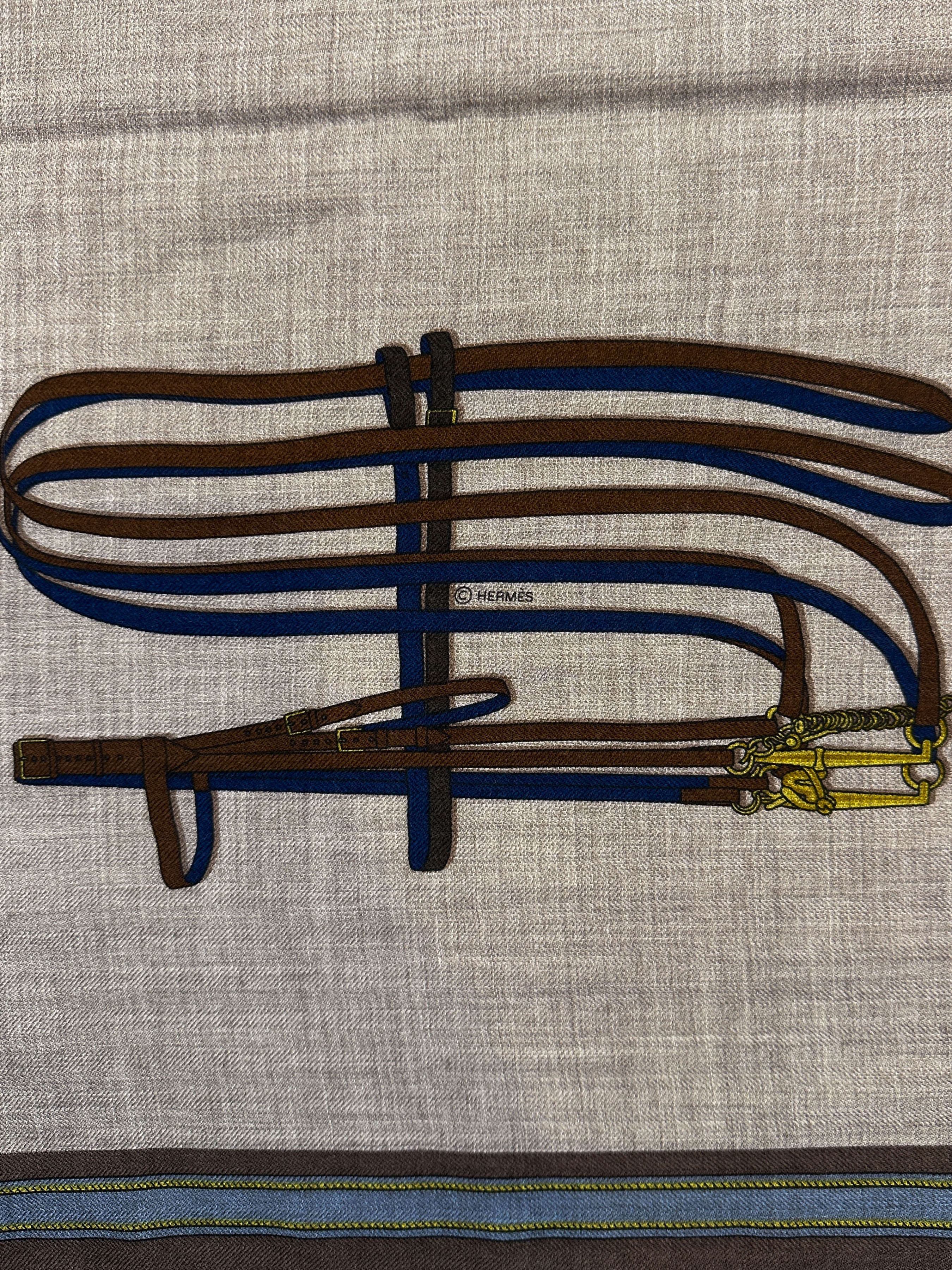 Hermès Lettres Equestres Cashmere Silk Shawl