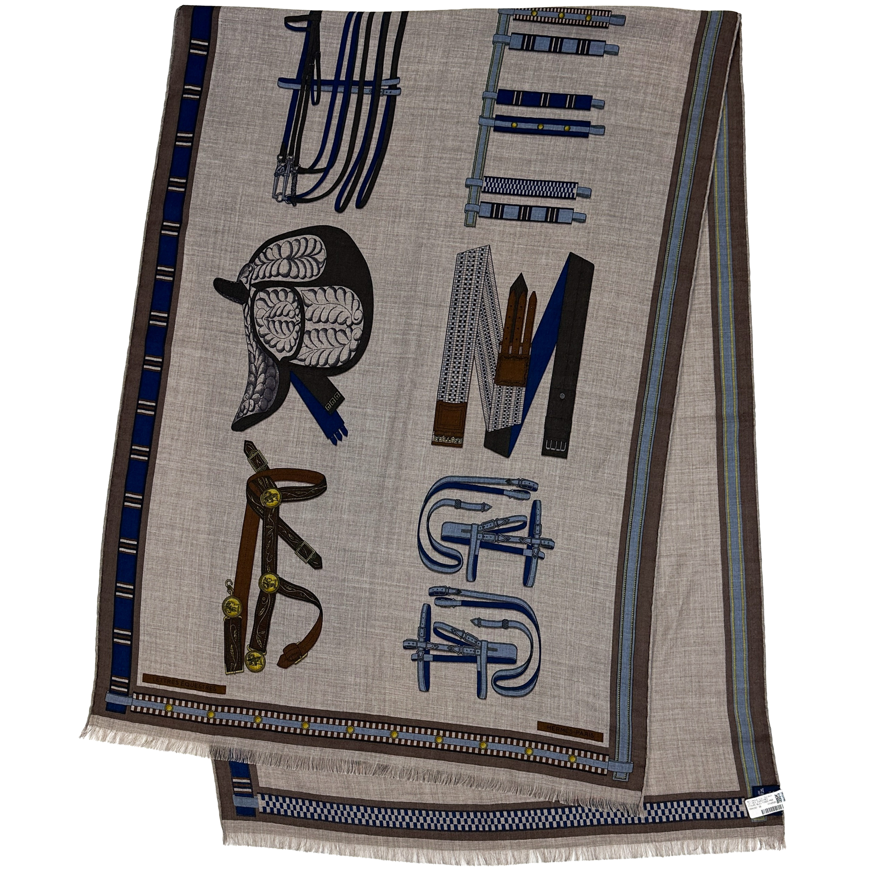 Hermès Lettres Equestres Cashmere Silk Shawl