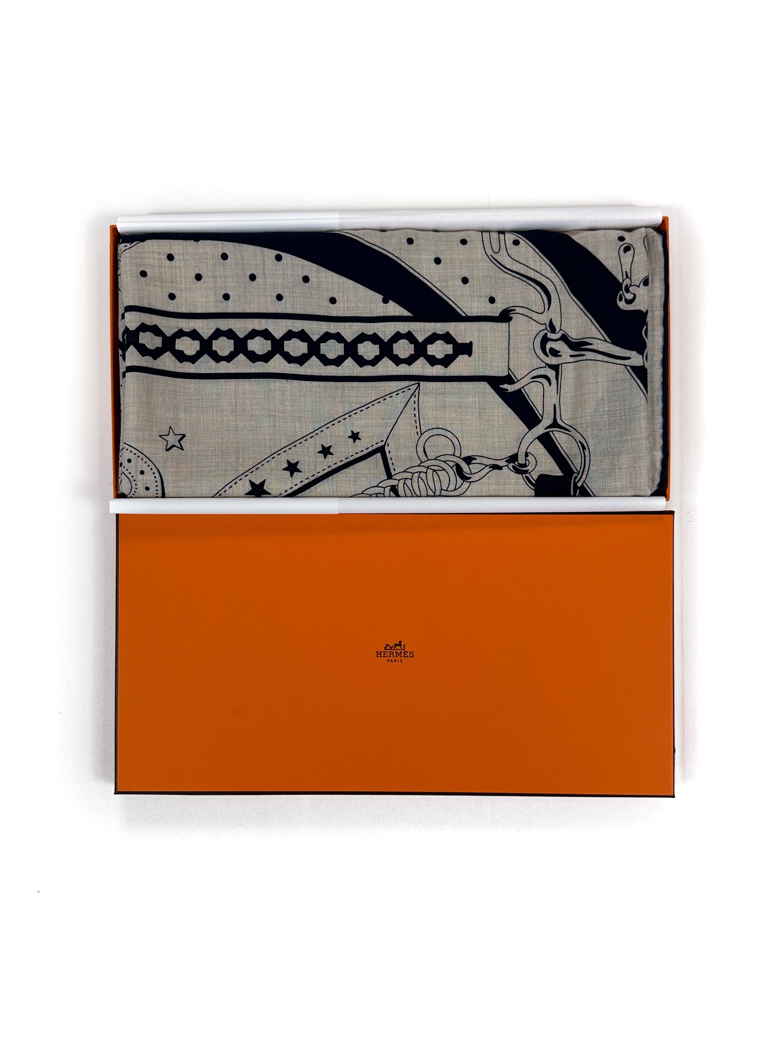 Hermès La Promenade du Matin Bandana Cashmere Silk 140