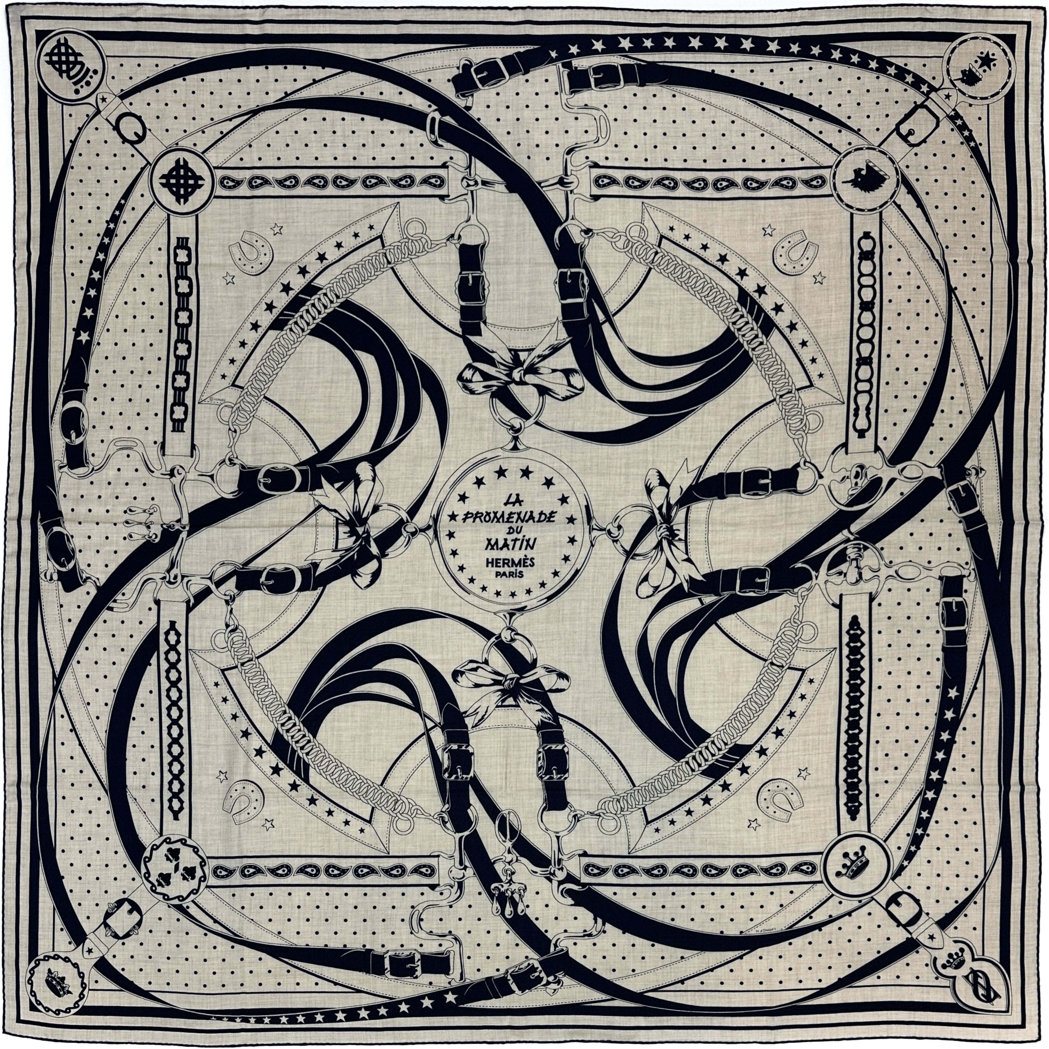 Hermès La Promenade du Matin Bandana Cashmere Silk 140