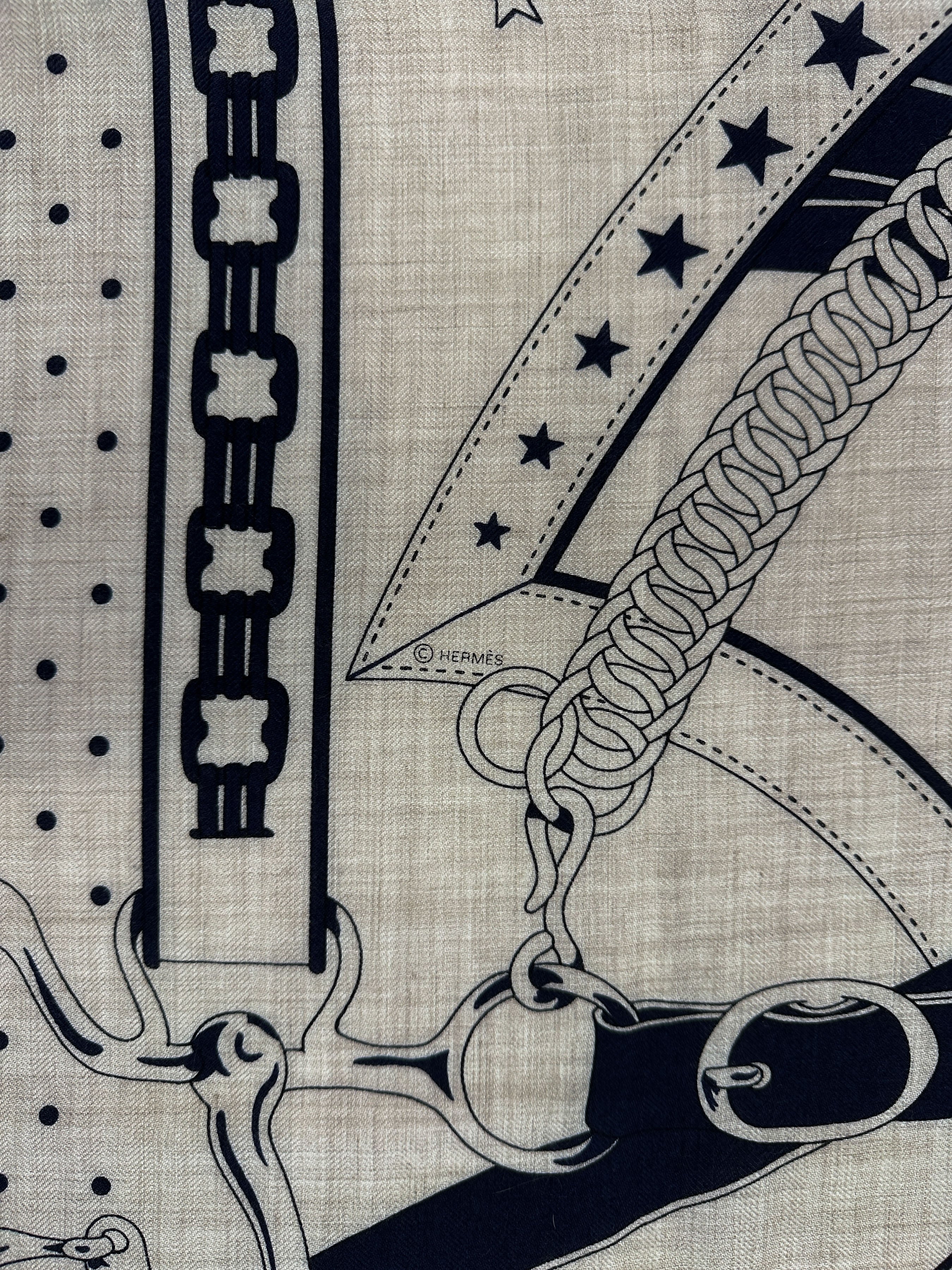 Hermès La Promenade du Matin Bandana Cashmere Silk 140