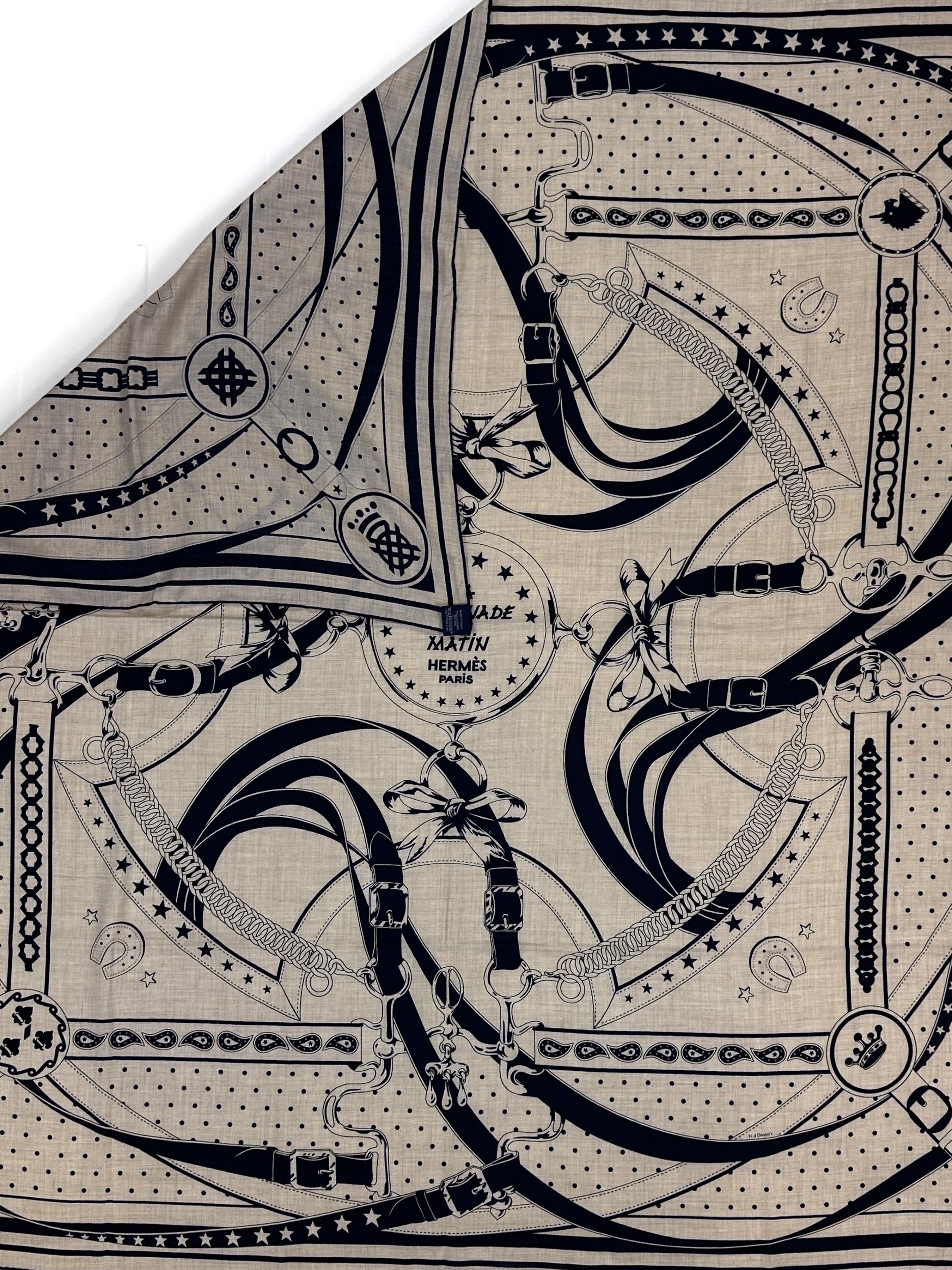 Hermès La Promenade du Matin Bandana Cashmere Silk 140