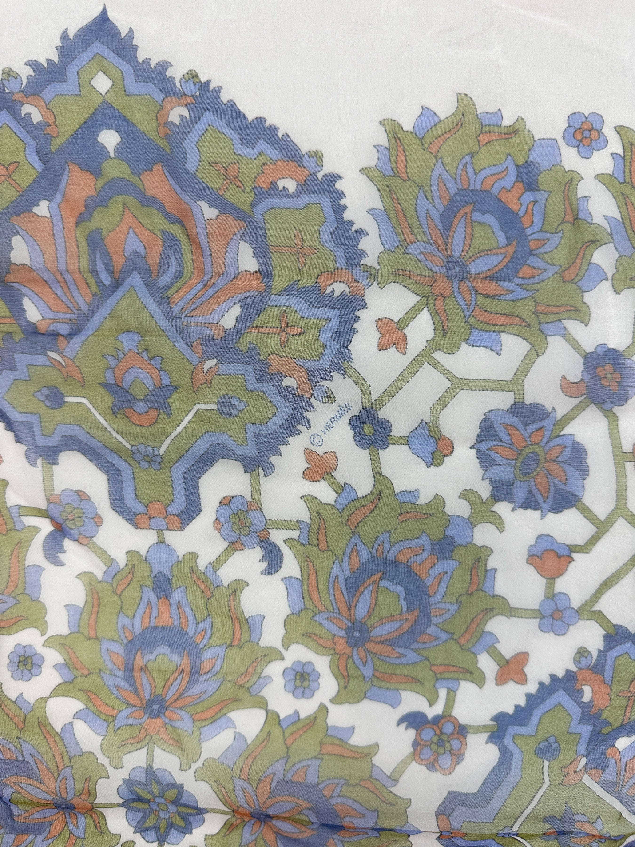 Hermès Tapis Persian Silk Mousseline Shawl