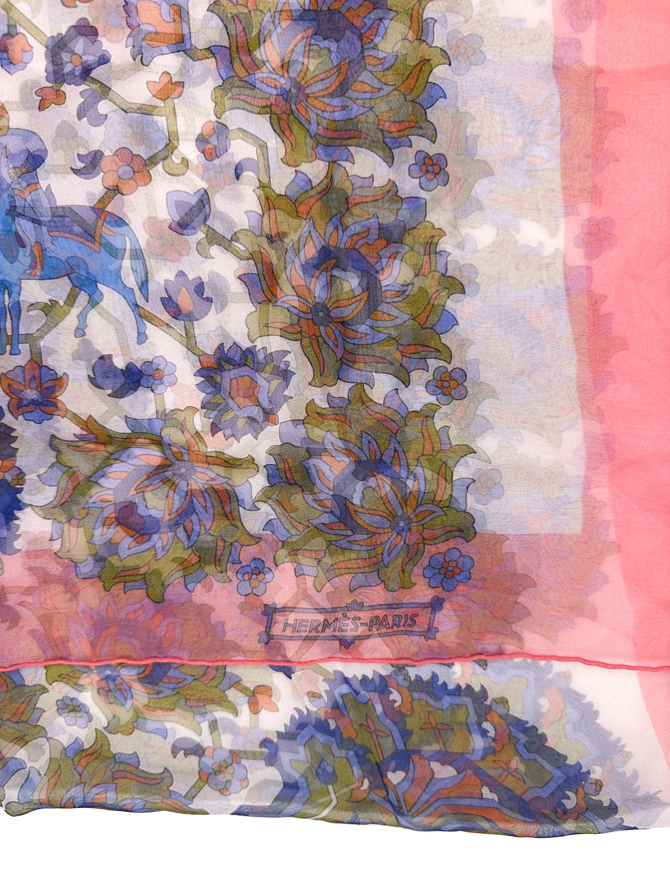 Hermès Tapis Persian Silk Mousseline Shawl
