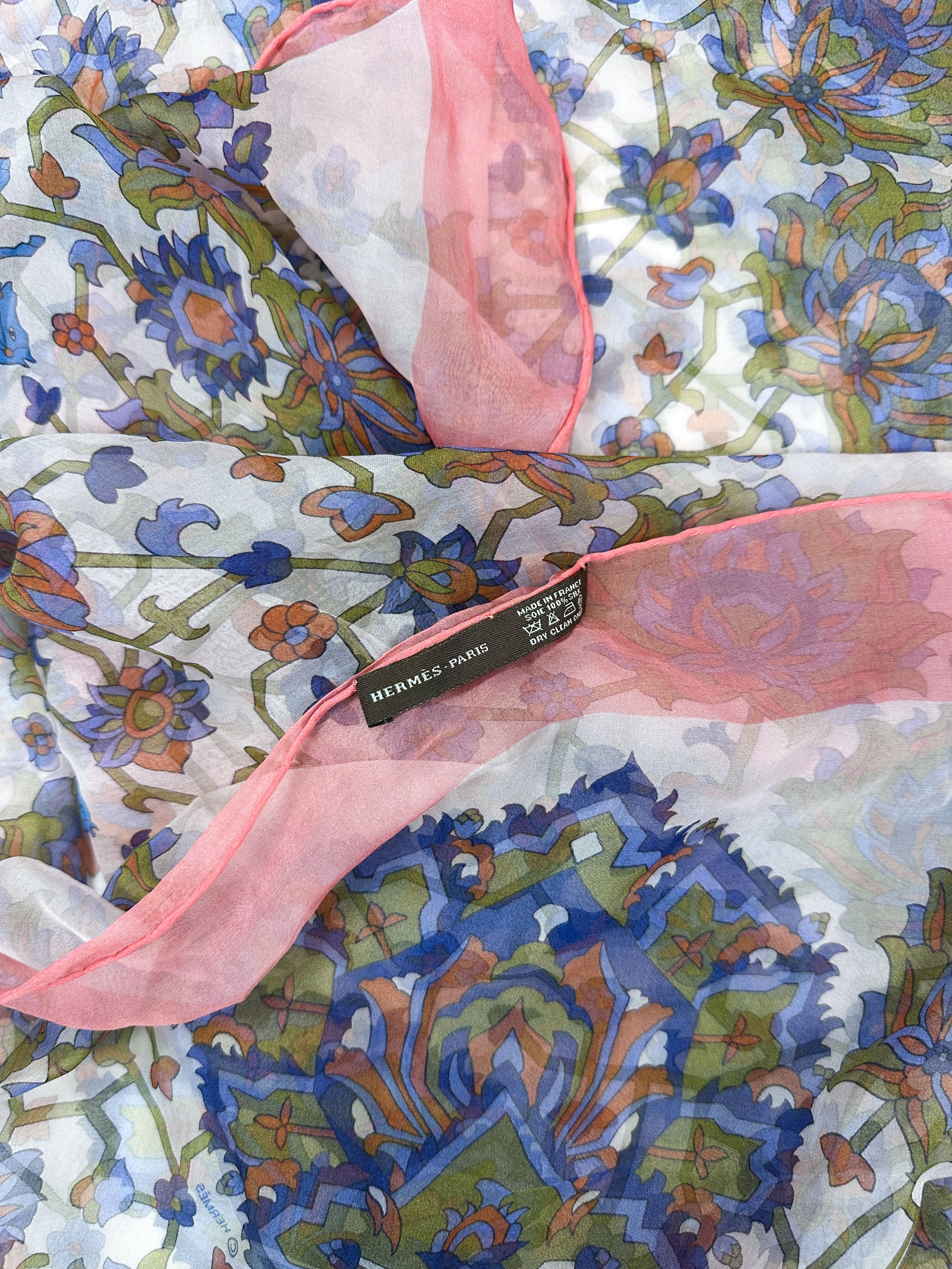 Hermès Tapis Persian Silk Mousseline Shawl