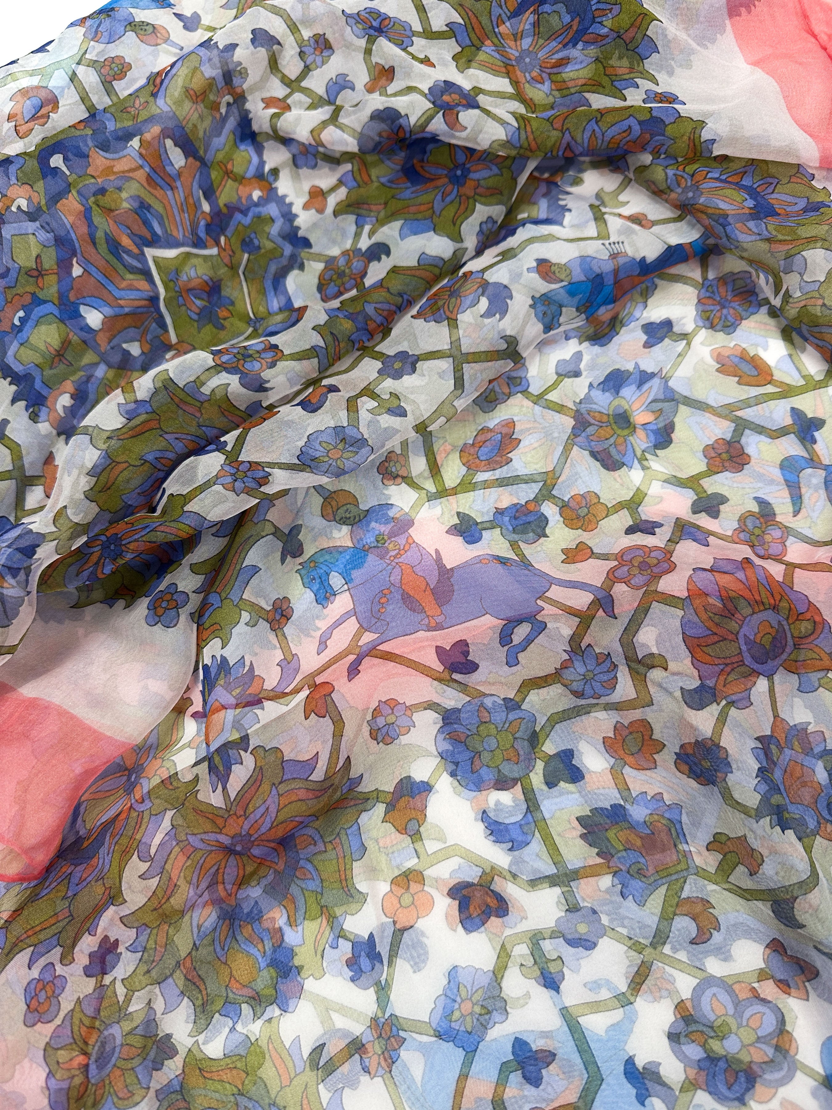 Hermès Tapis Persian Silk Mousseline Shawl