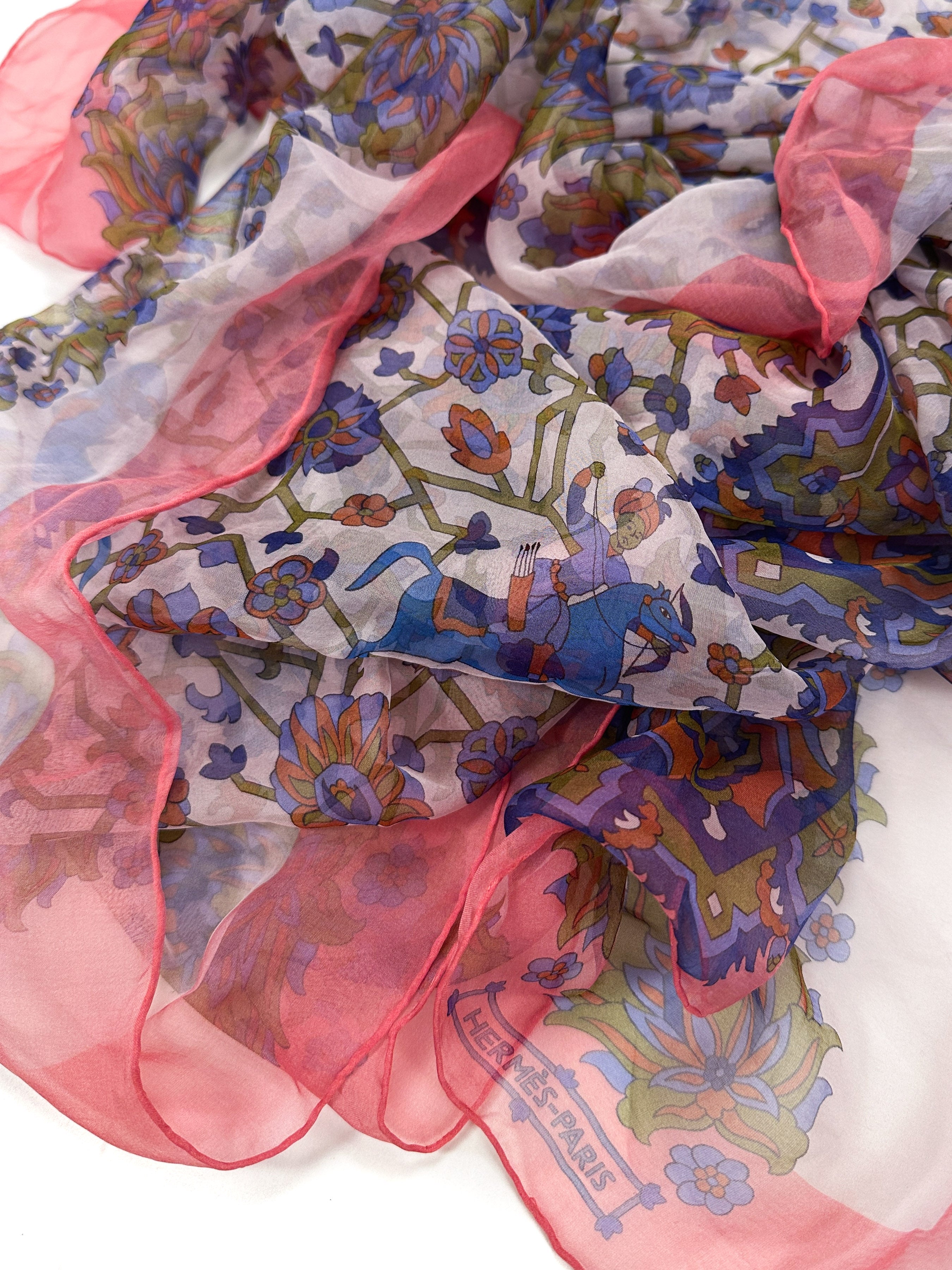 Hermès Tapis Persian Silk Mousseline Shawl