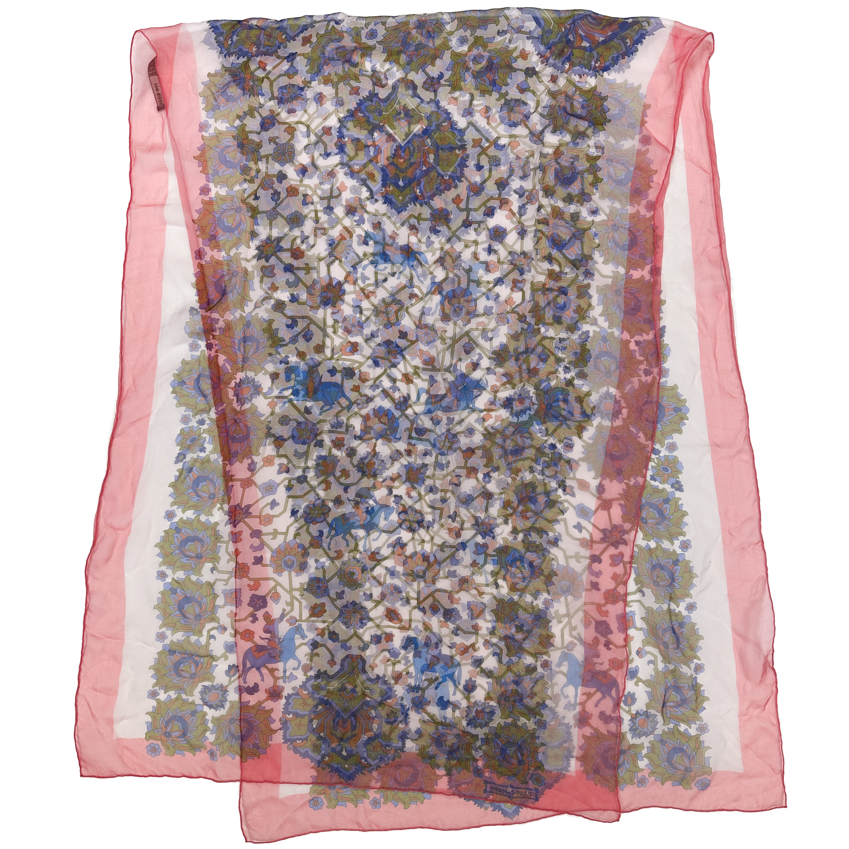 Hermès Tapis Persian Silk Mousseline Shawl