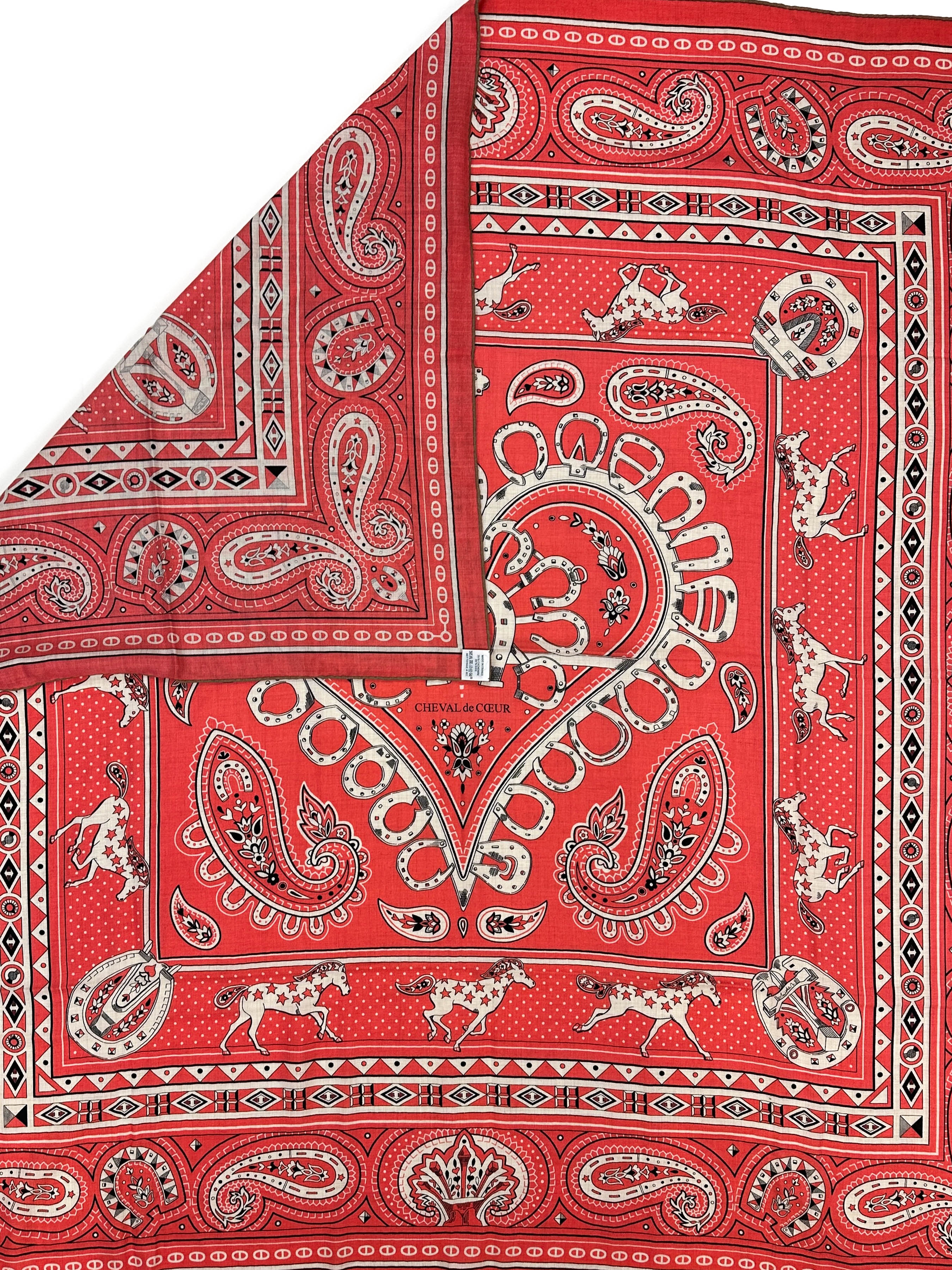 Hermès Cheval de Coeur Bandana Cashmere Silk 140