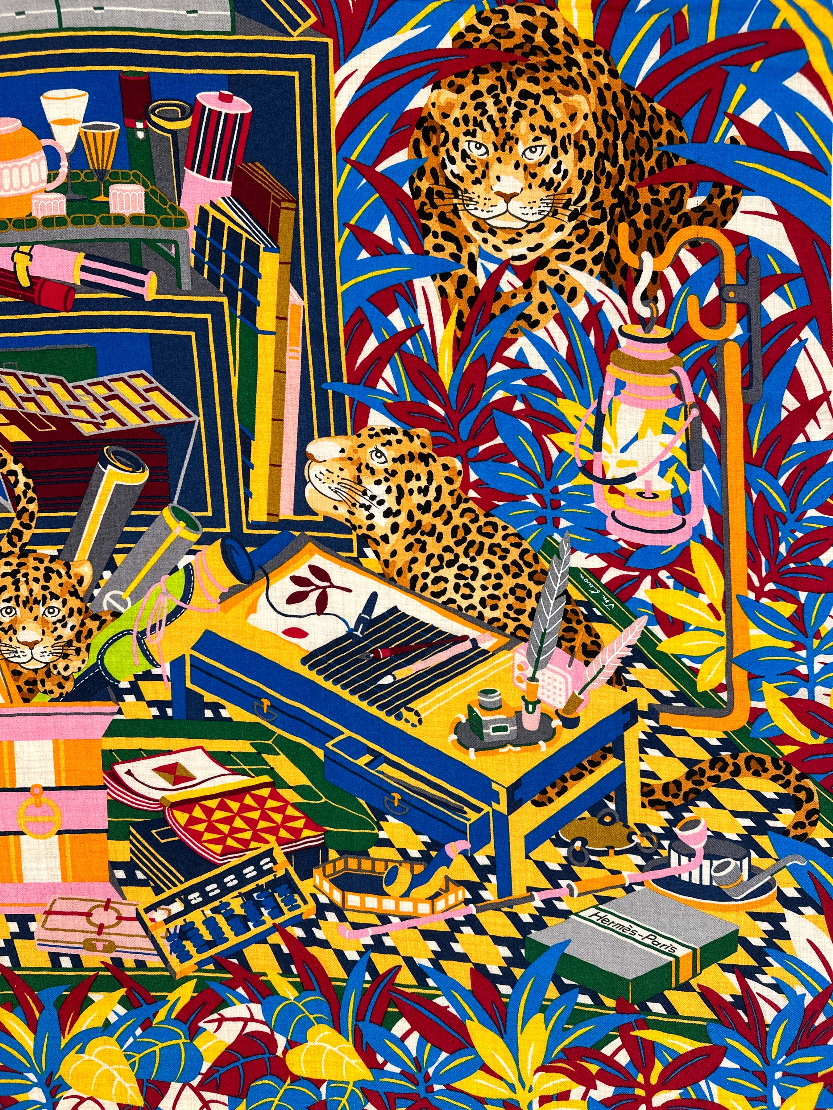 Hermès Douze Leopards Cashmere Silk 140