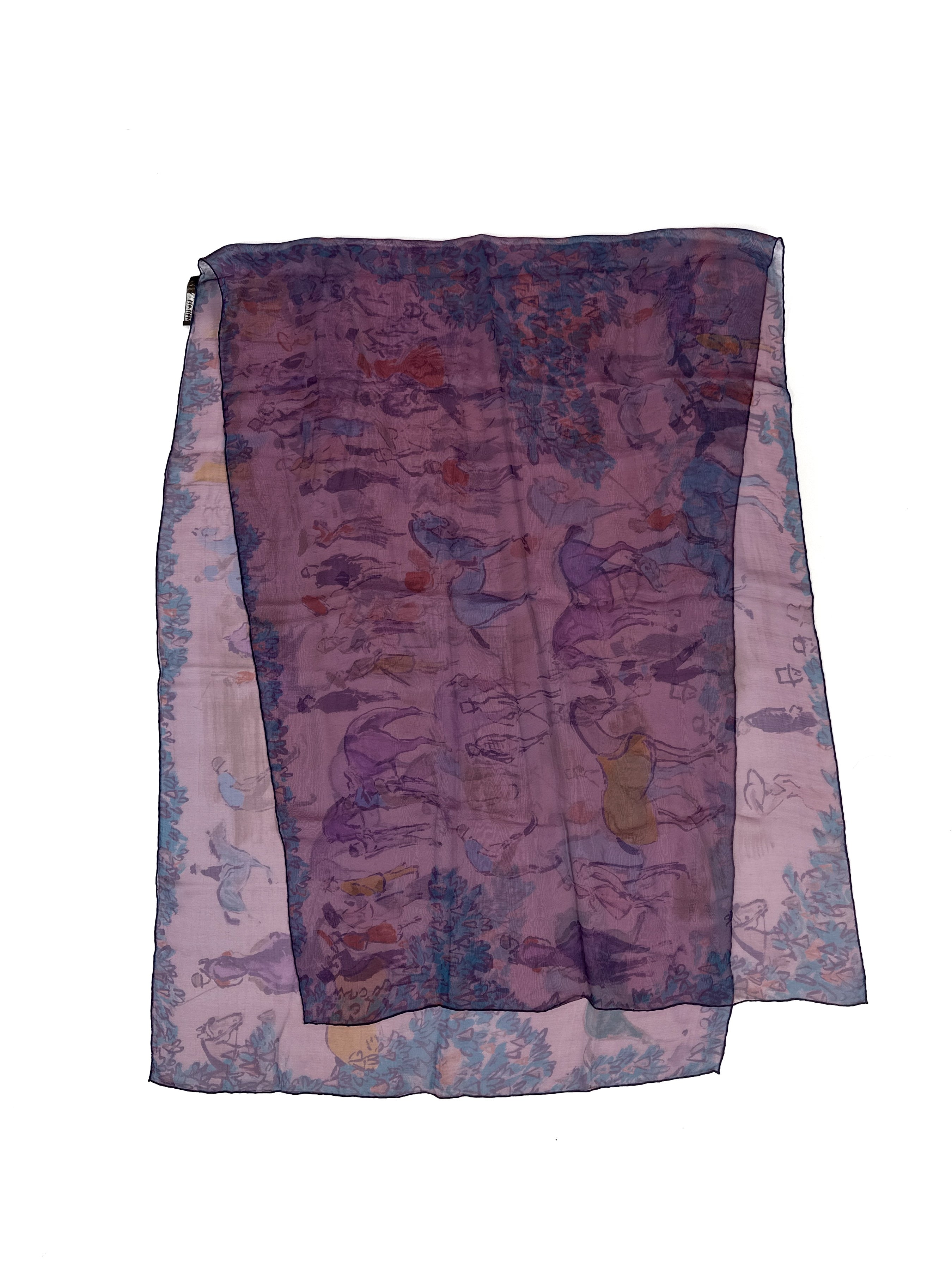 Hermès Le Grand Prix de Polo de Bagatelle Changeant Mousseline Shawl