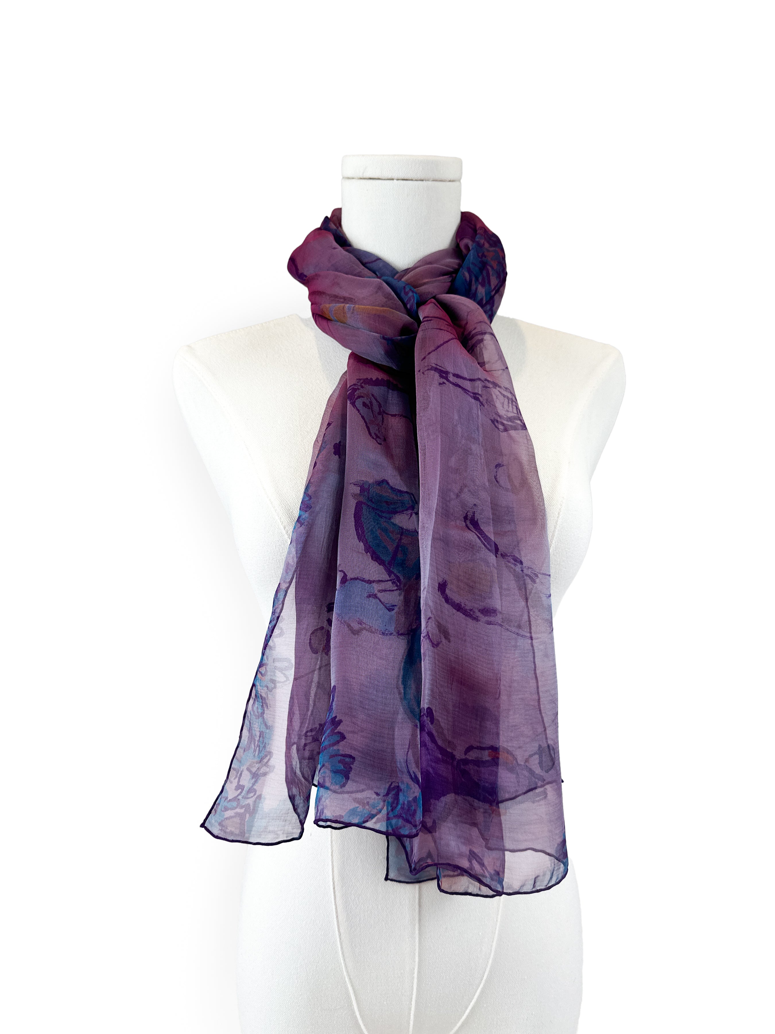 Hermès Le Grand Prix de Polo de Bagatelle Changeant Mousseline Shawl