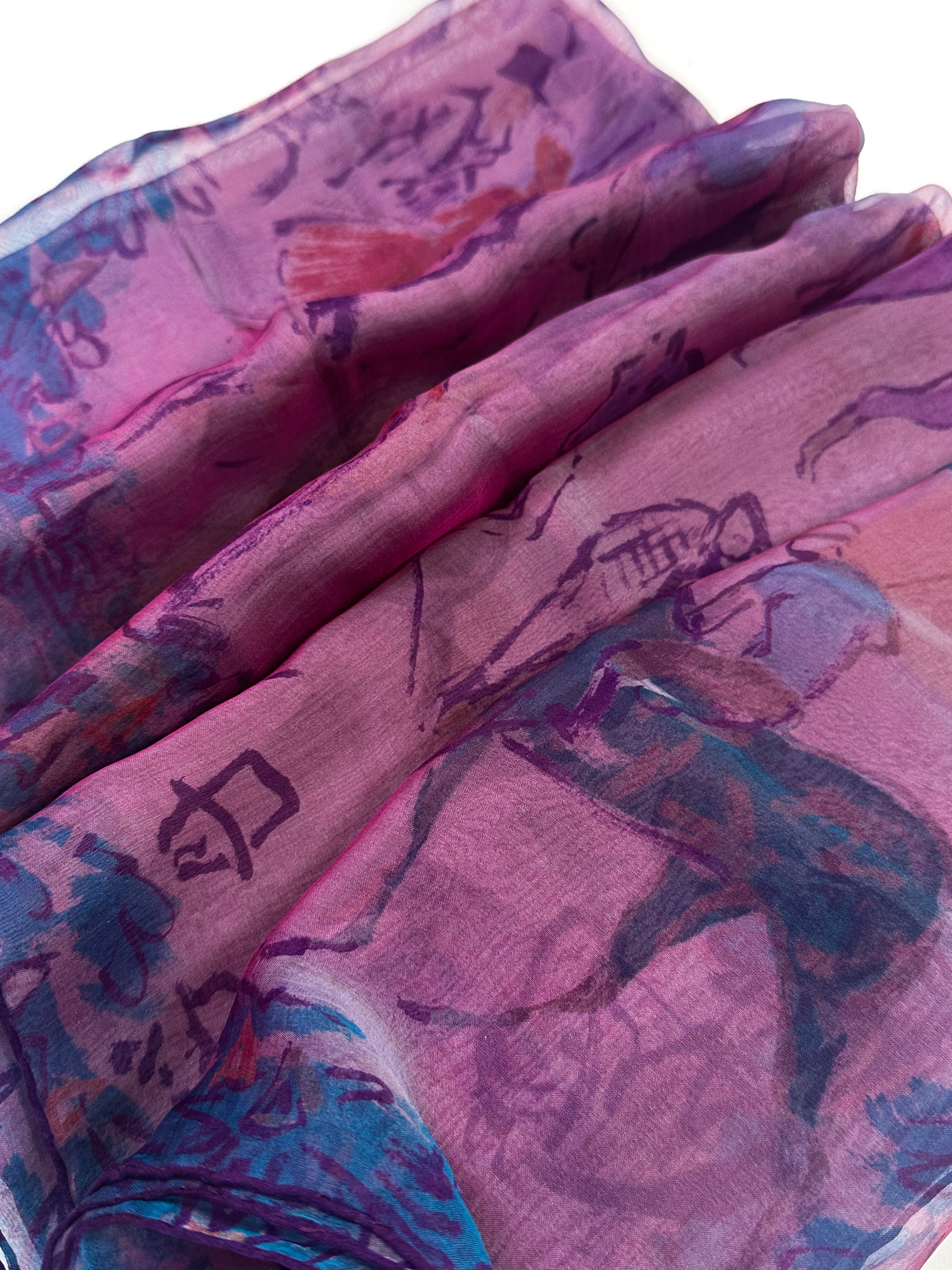 Hermès Le Grand Prix de Polo de Bagatelle Changeant Mousseline Shawl