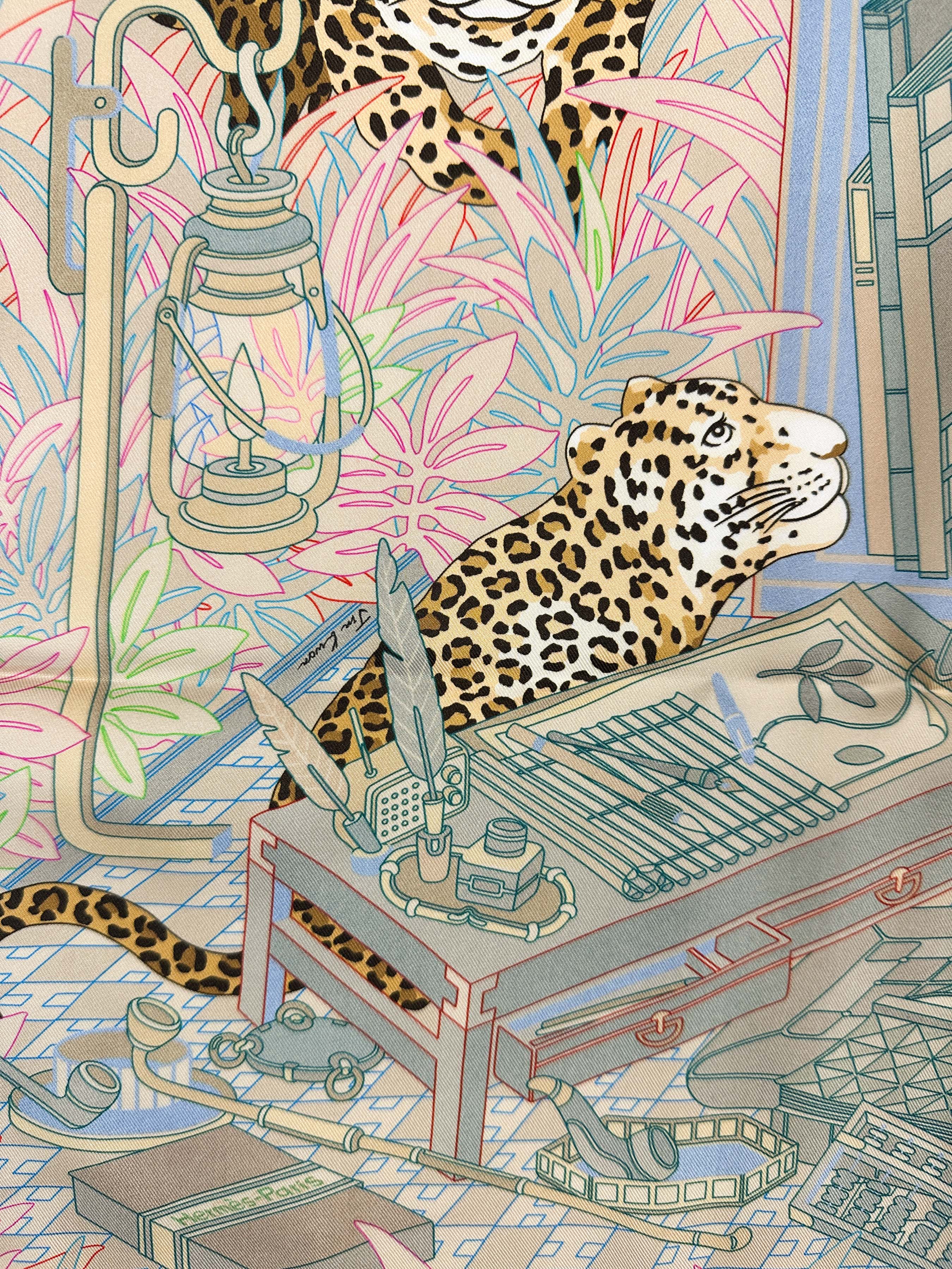 Hermès Douze Leopards Double Face 90