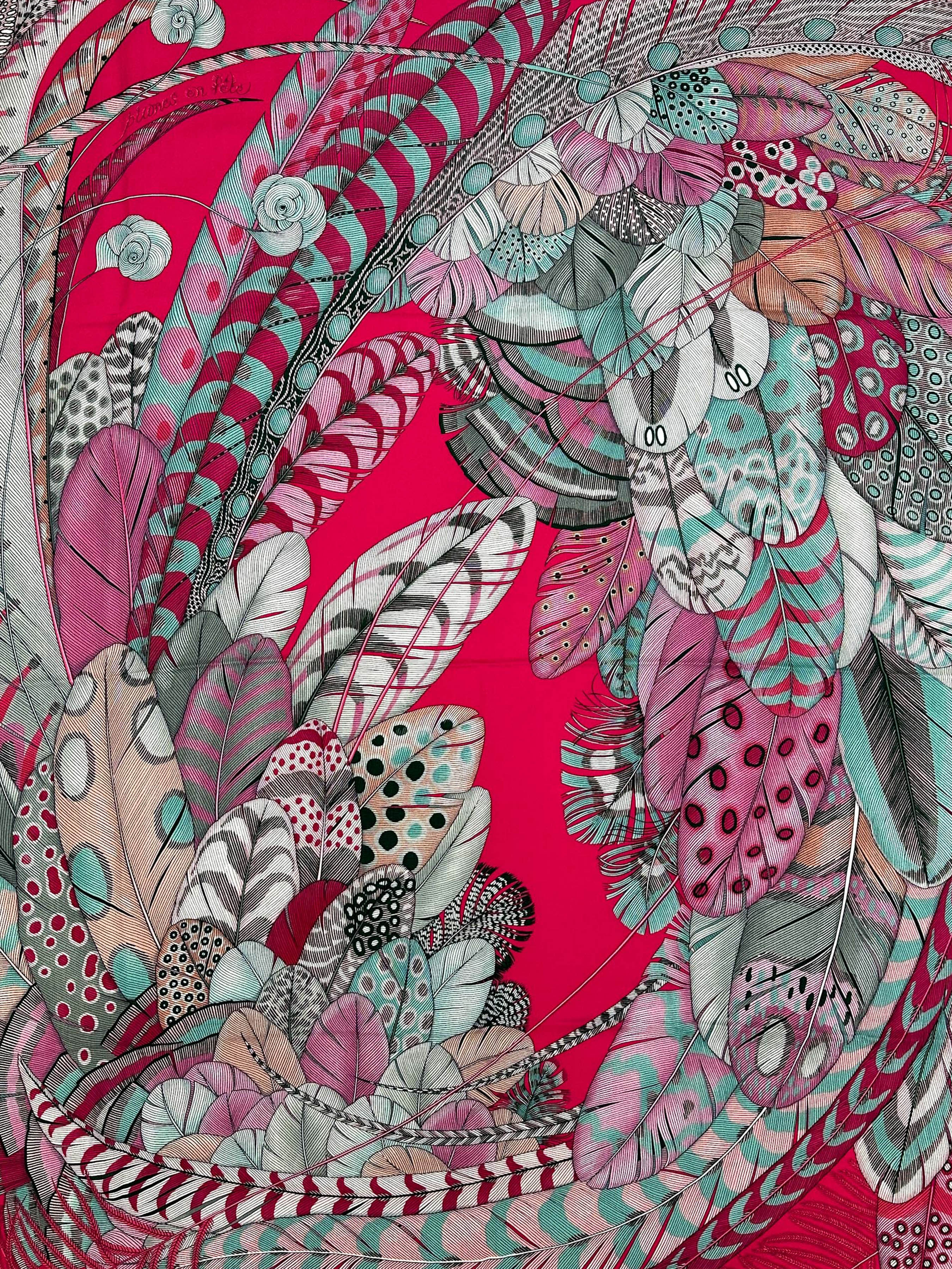 Hermès Plumes en Fete Cashmere Silk 140