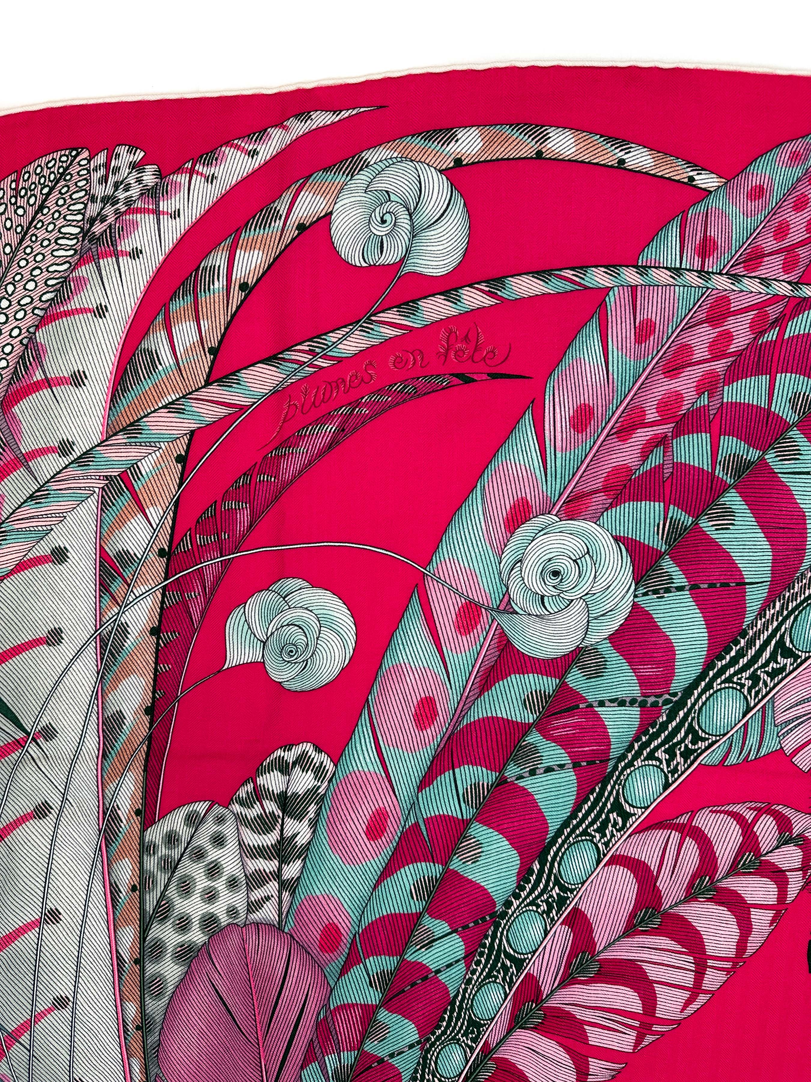 Hermès Plumes en Fete Cashmere Silk 140