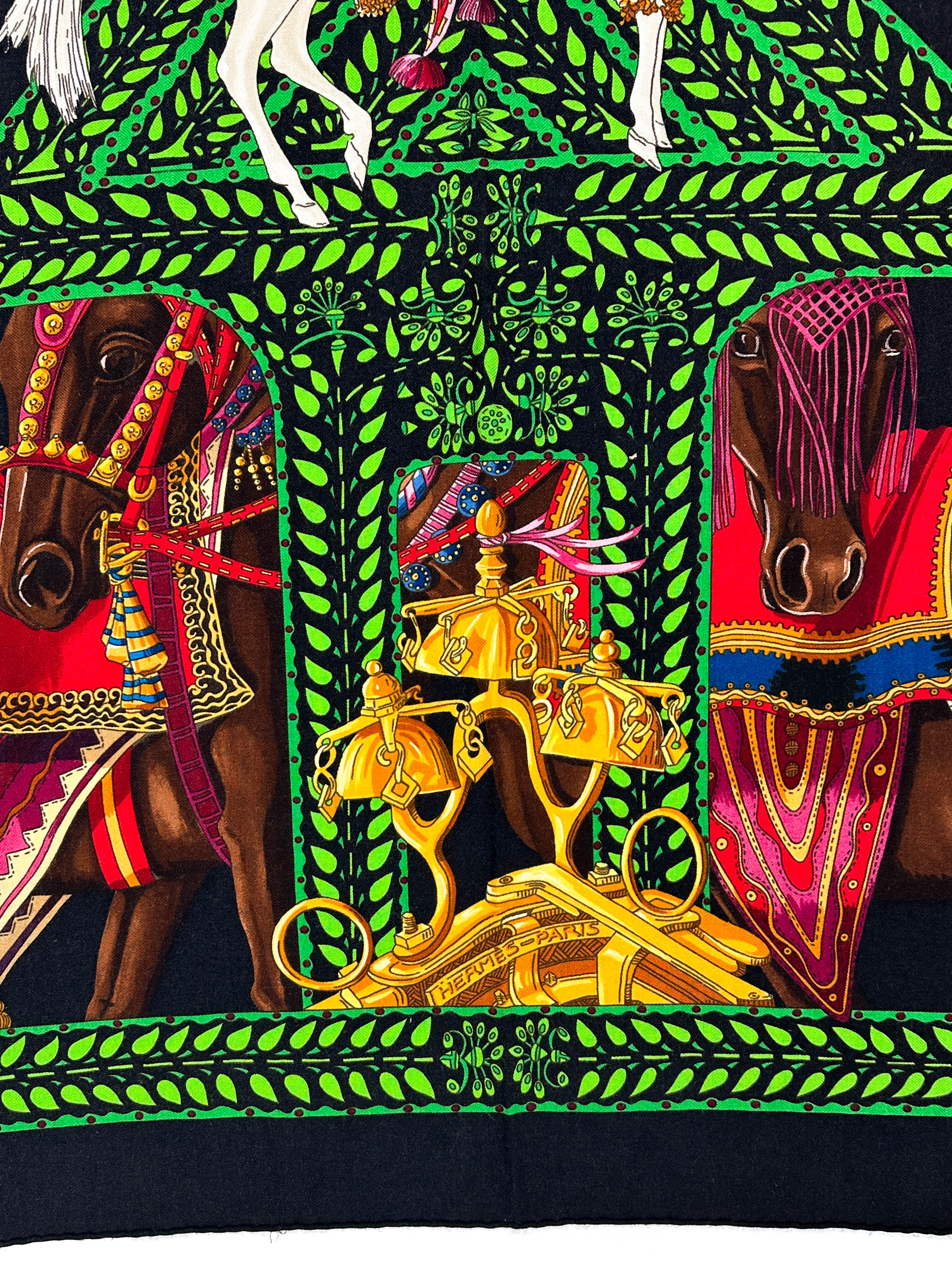 Hermès La Danse du Cheval Marwari Cashmere Silk 140