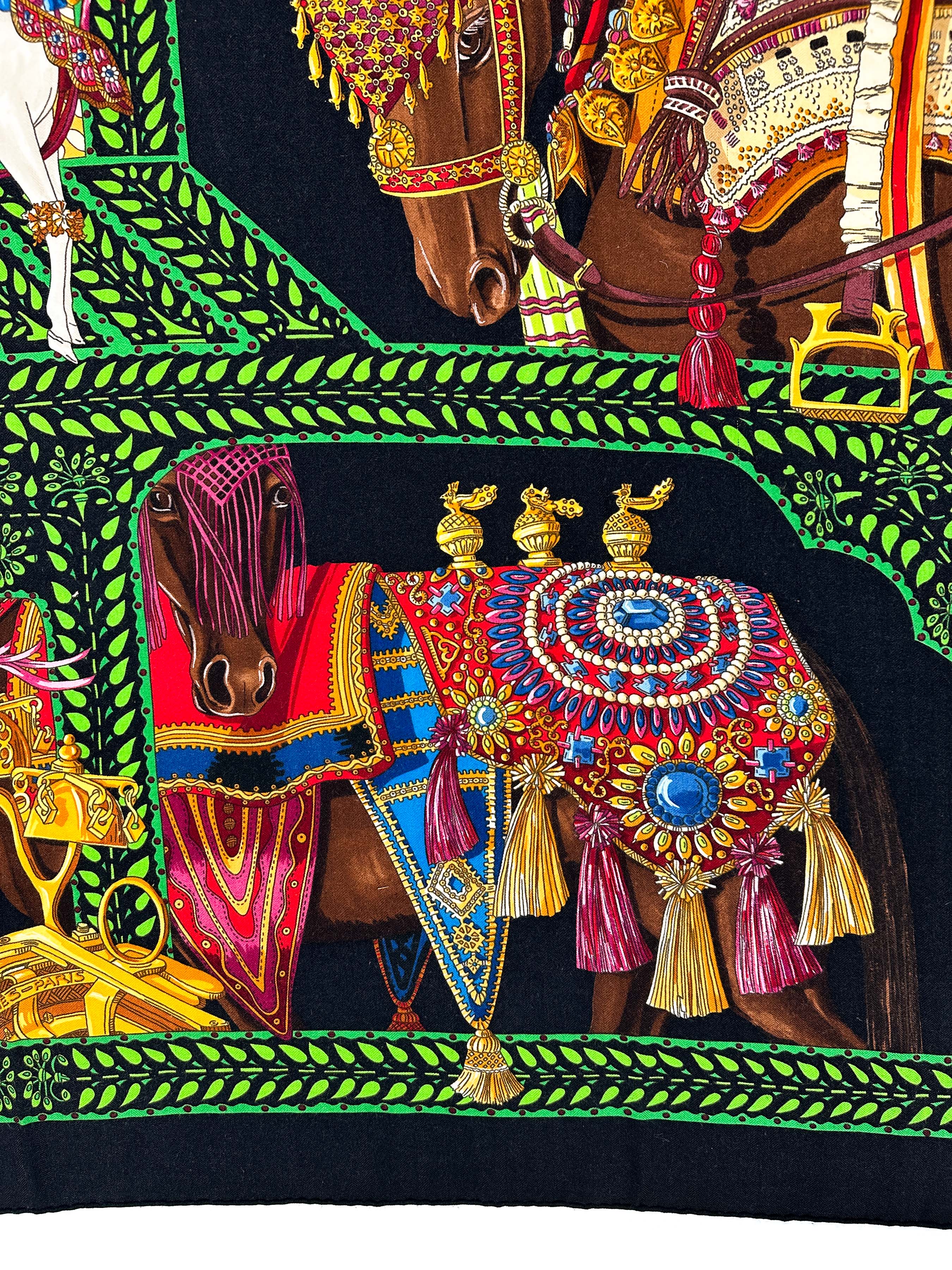 Hermès La Danse du Cheval Marwari Cashmere Silk 140