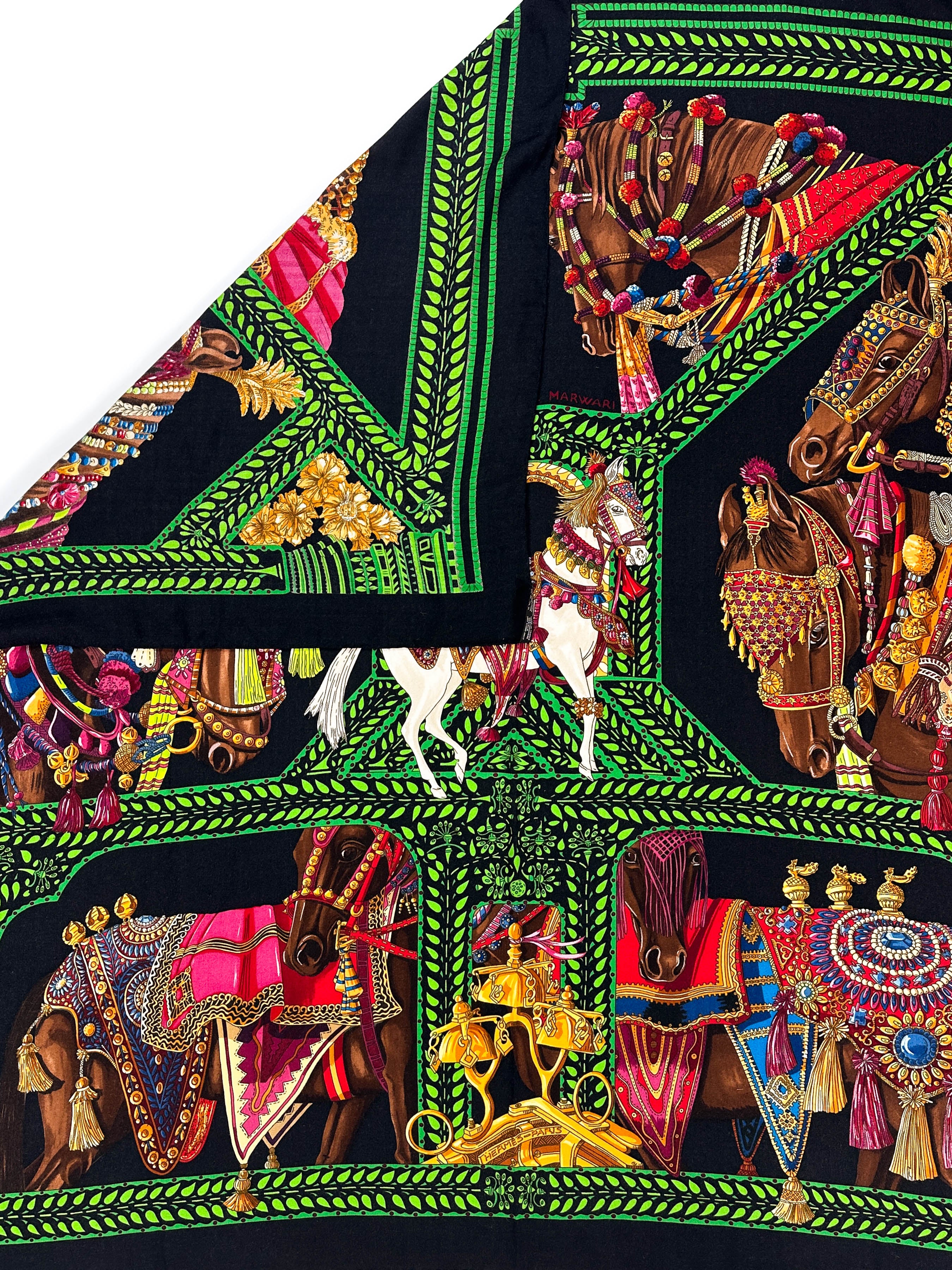Hermès La Danse du Cheval Marwari Cashmere Silk 140