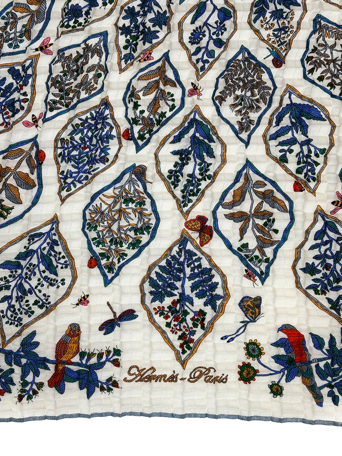 Hermès Plantes Officinales Cashmere Silk Mosaic Plissé Giant Triangle