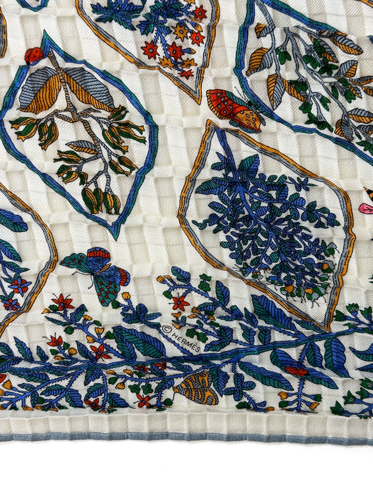 Hermès Plantes Officinales Cashmere Silk Mosaic Plissé Giant Triangle