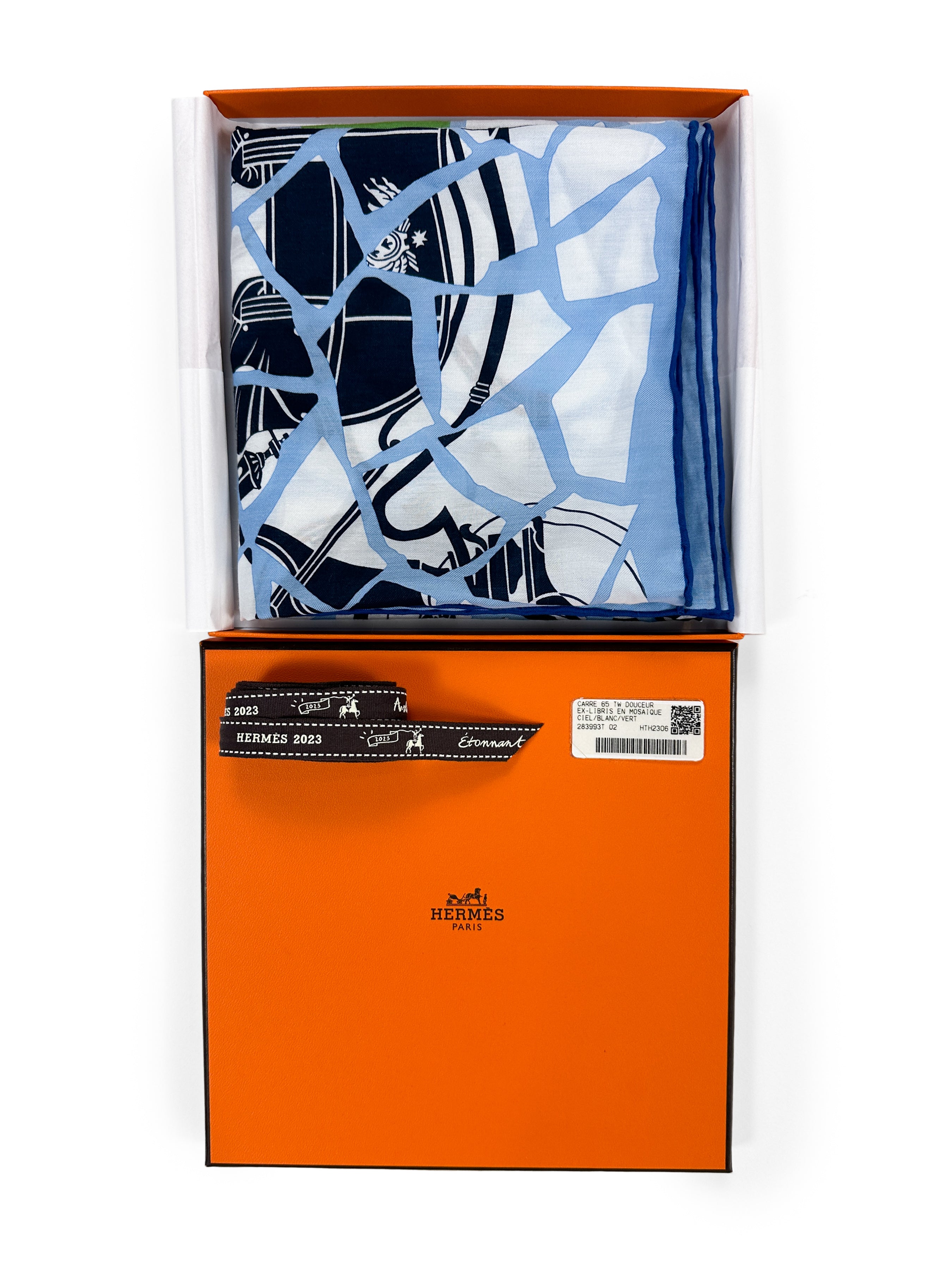 Hermès Ex-Libris en Mosaique Cotton Silk 65