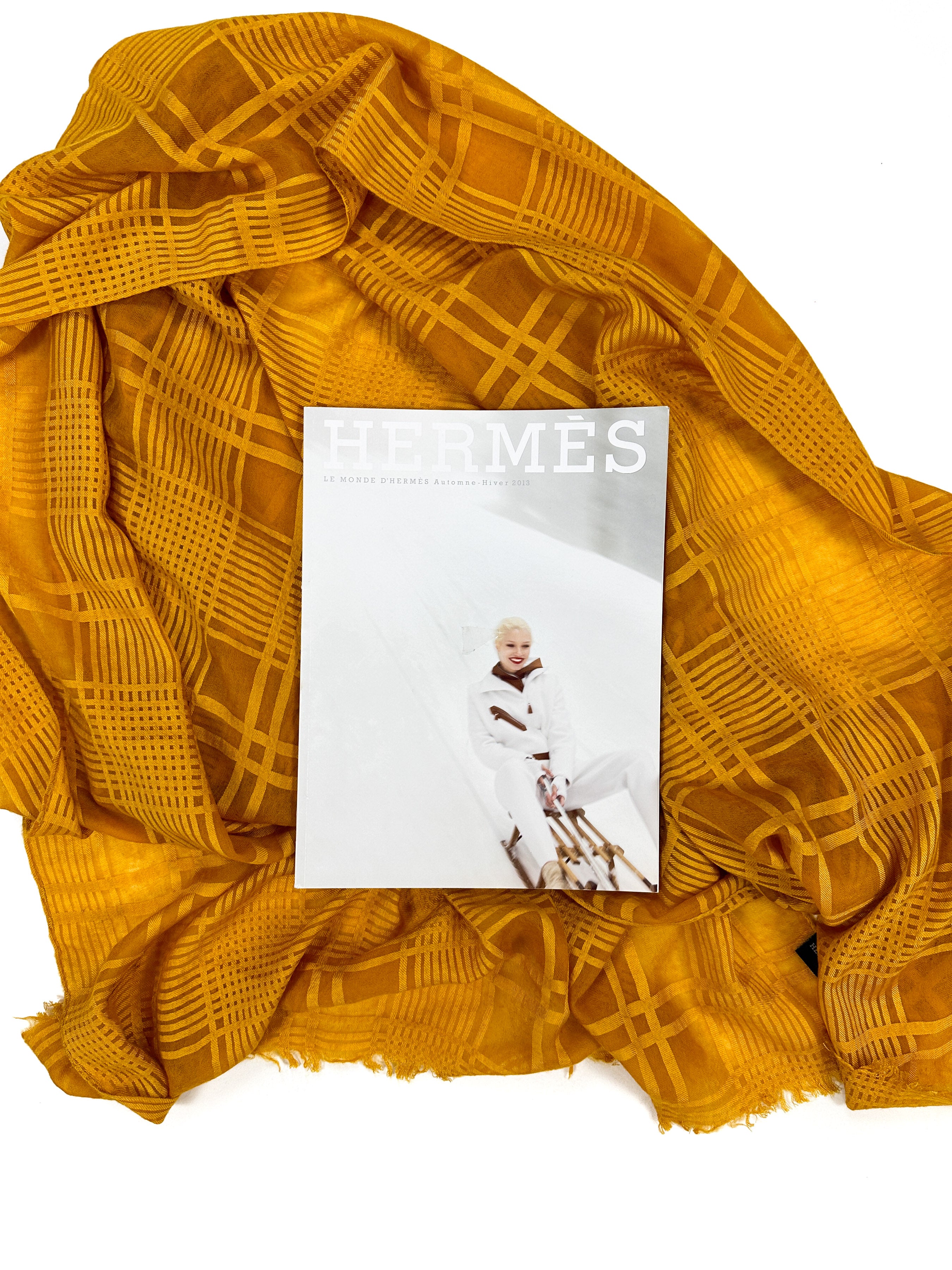 Hermès Voile de Carreaux Cashmere Silk Shawl