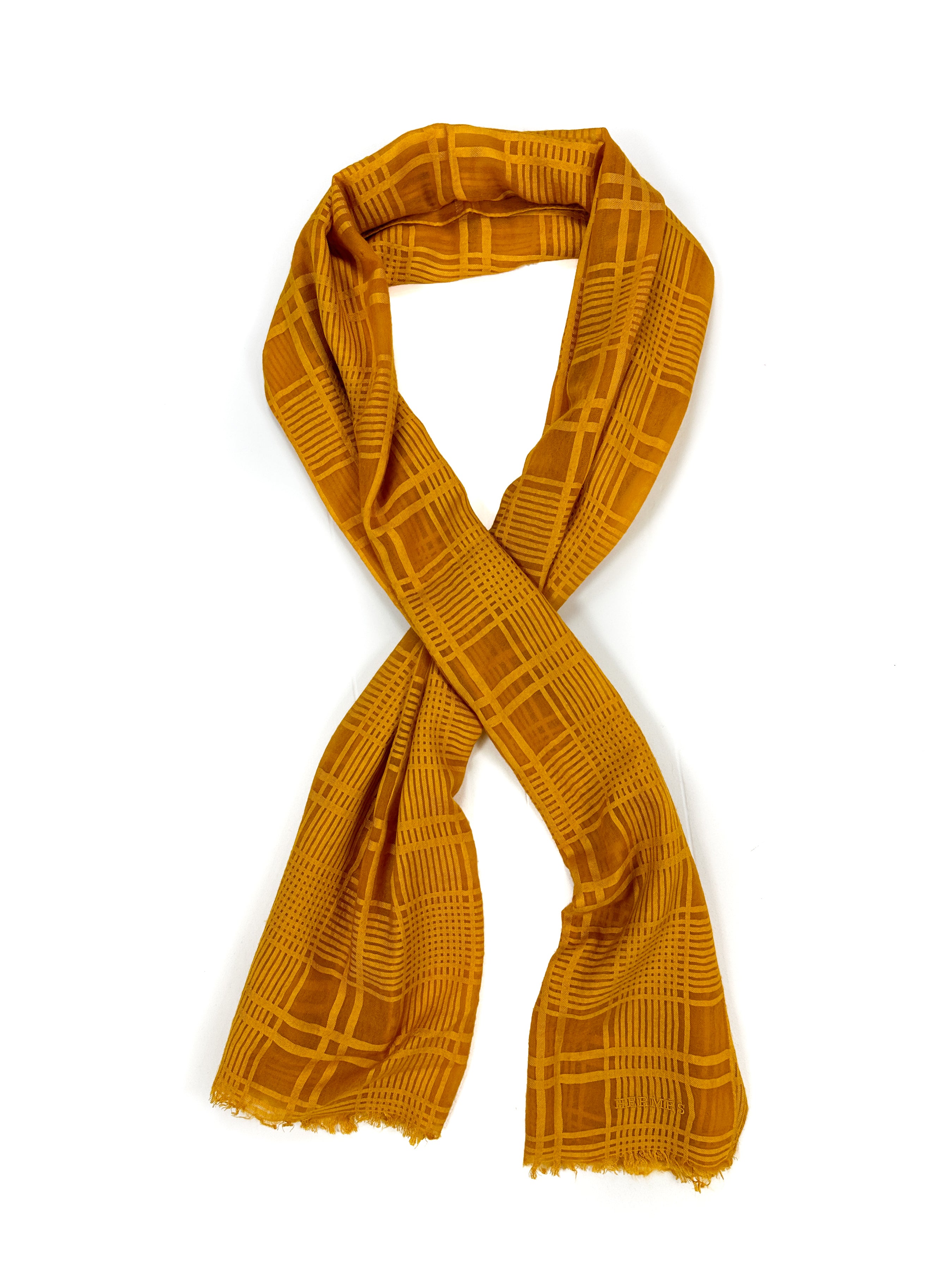 Hermès Voile de Carreaux Cashmere Silk Shawl