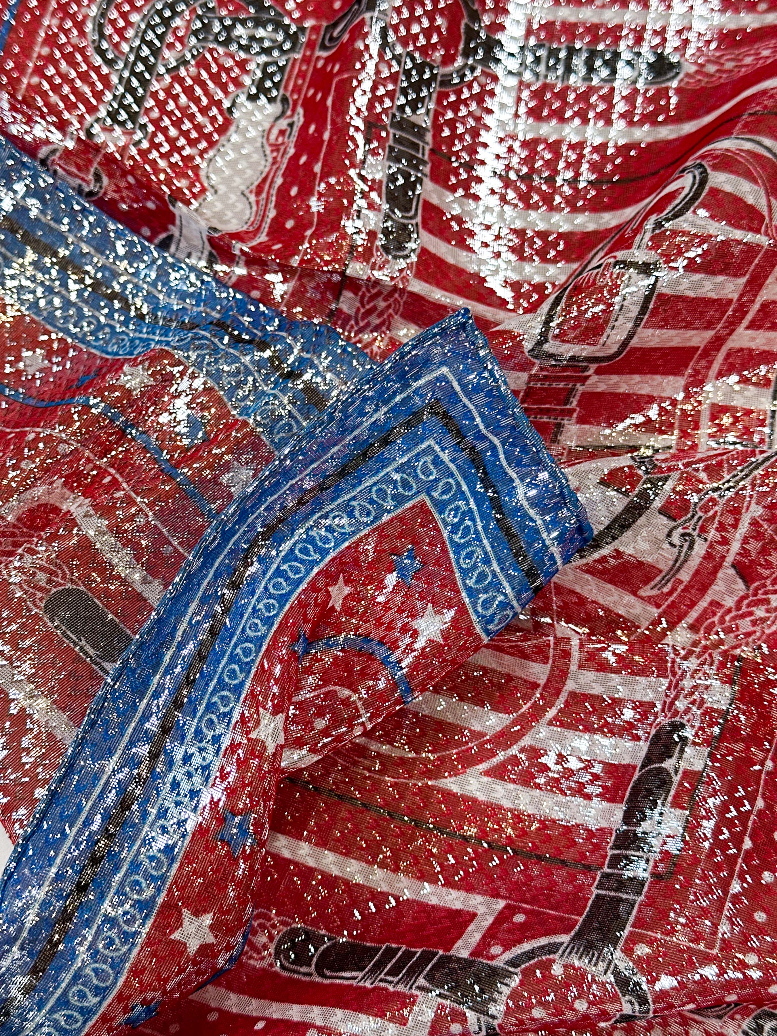 Hermès Coaching Disco Metallic Bandana 55