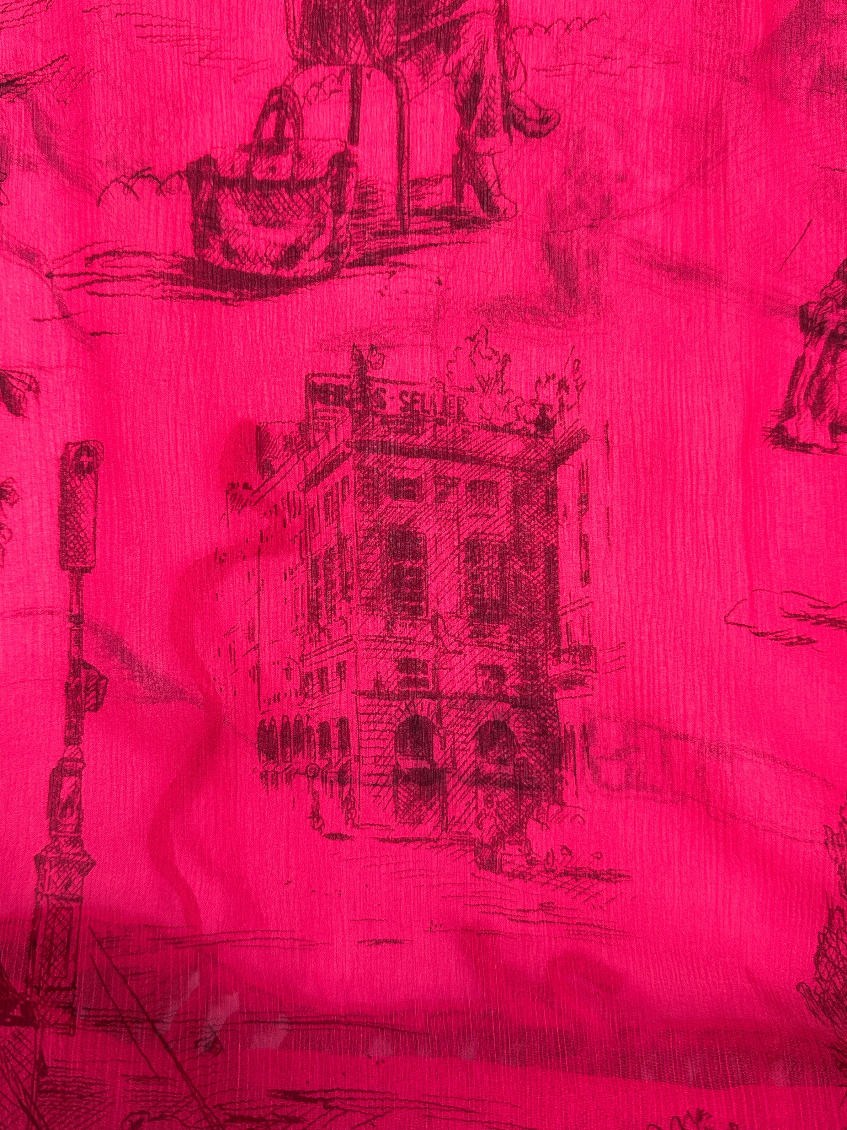 Hermès Twist & Silk Toile de Jouy Crinkle Mousseline Shawl