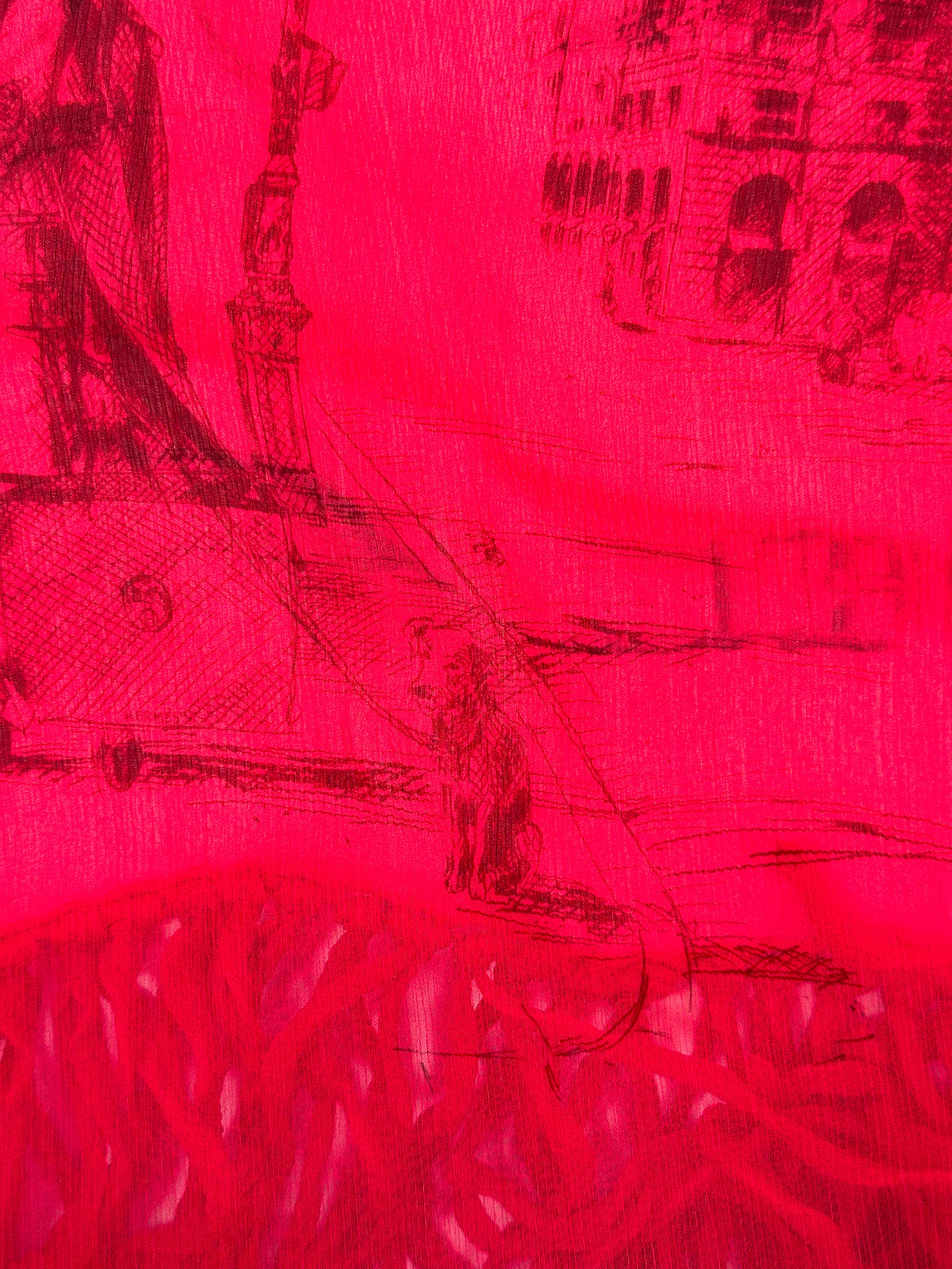 Hermès Twist & Silk Toile de Jouy Crinkle Mousseline Shawl