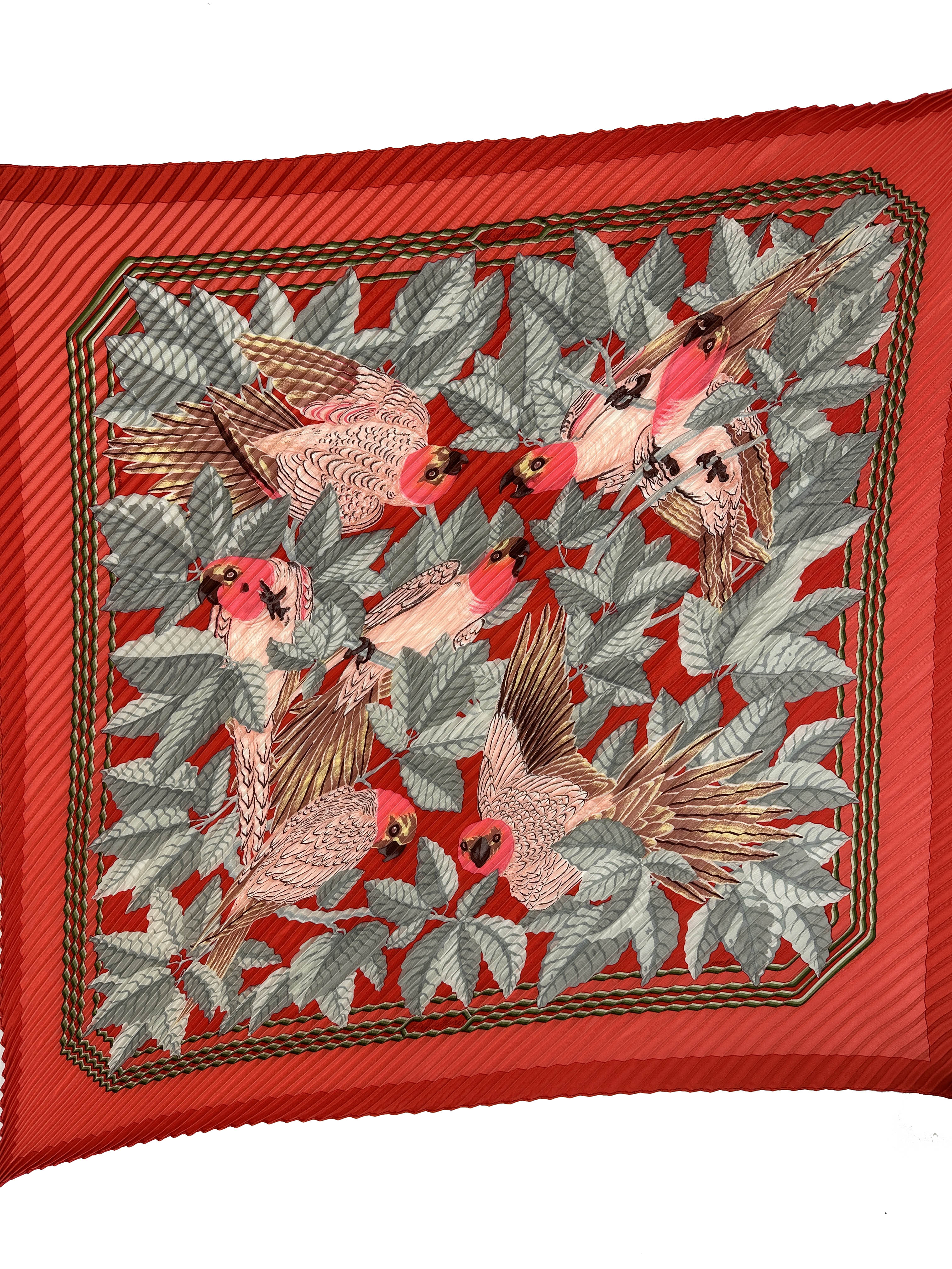 Hermès Les Perroquets Plissé 90