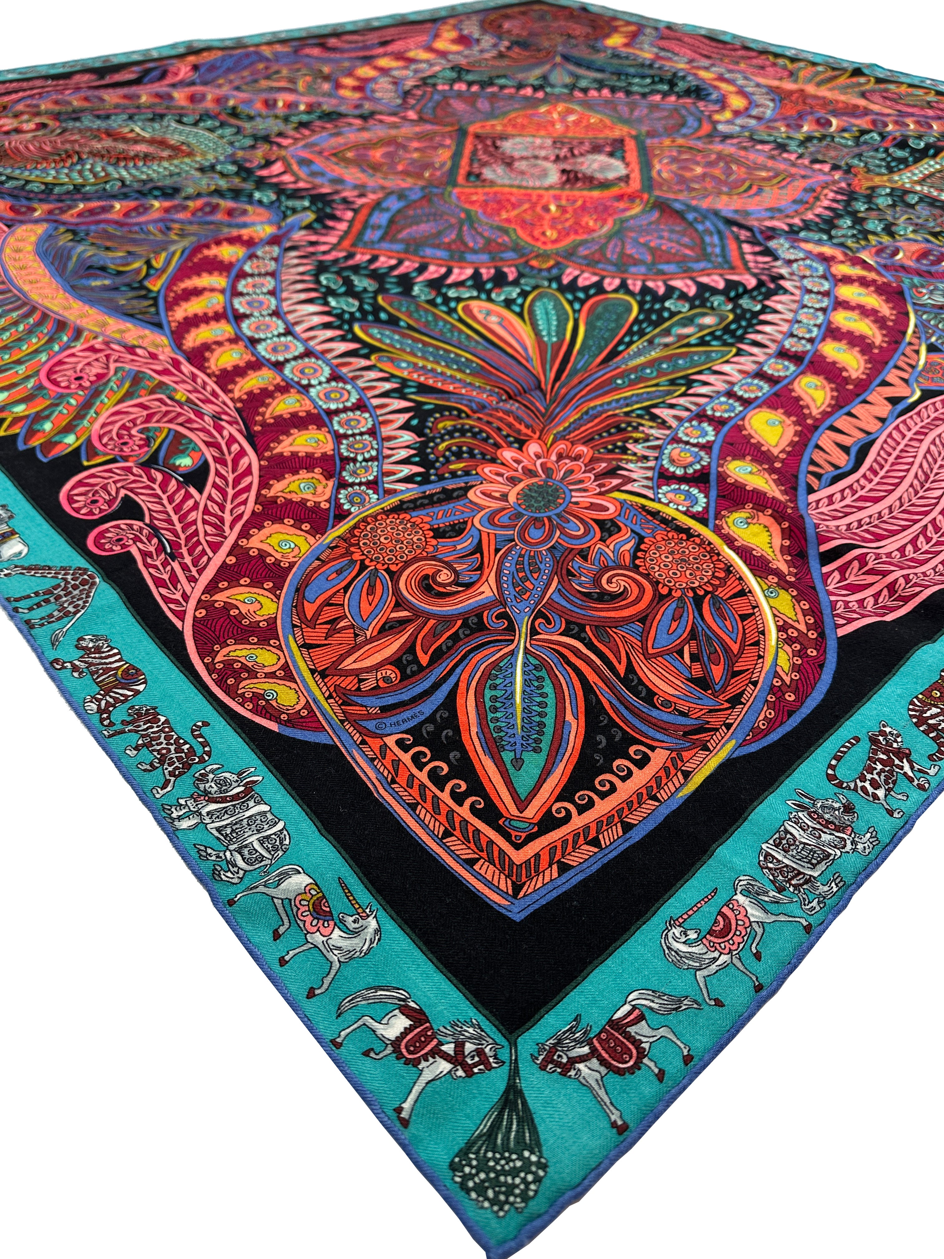 Hermès Le Jardin de Maharani Cashmere Silk 140
