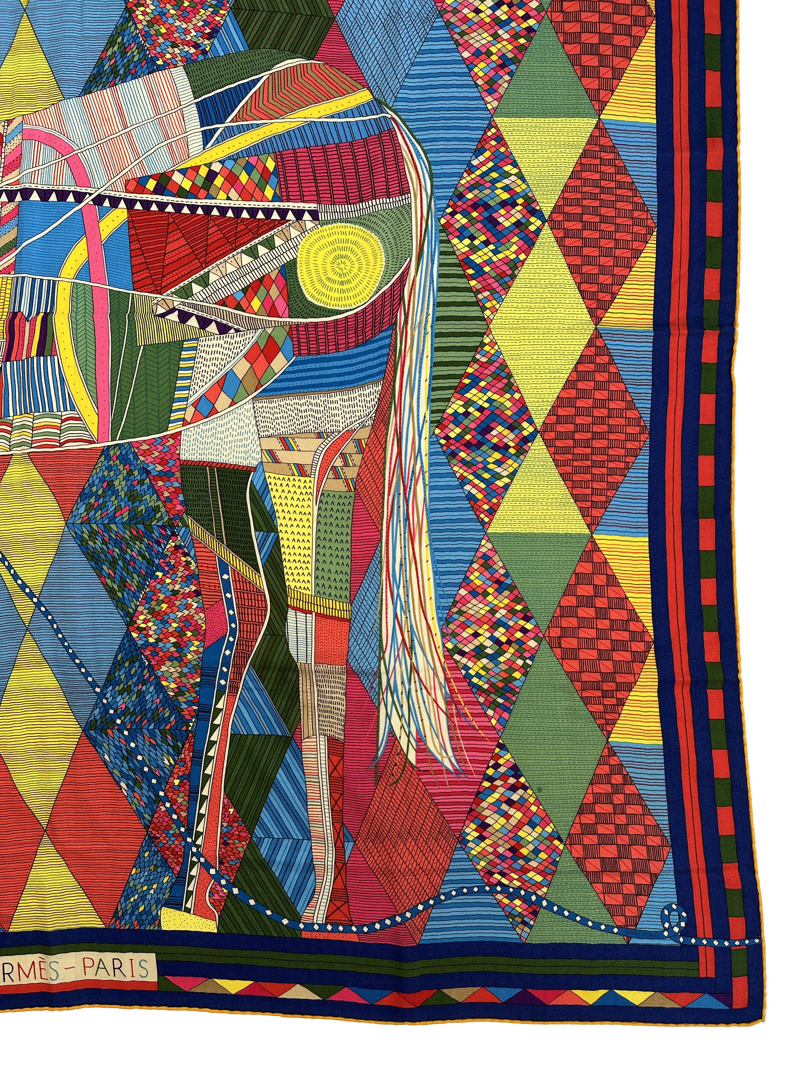 Hermès Patchwork Horse Cashmere Silk 140