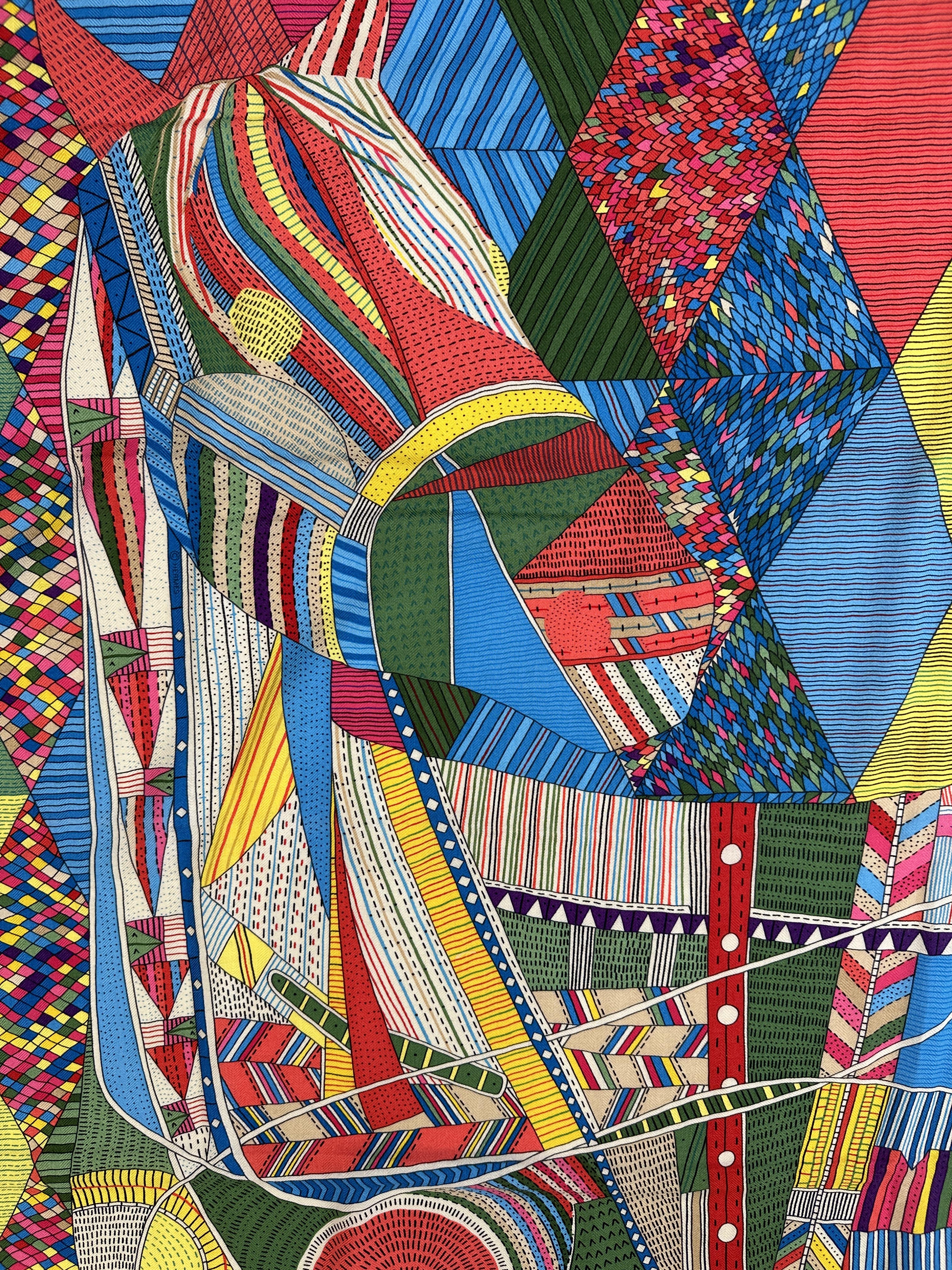 Hermès Patchwork Horse Cashmere Silk 140