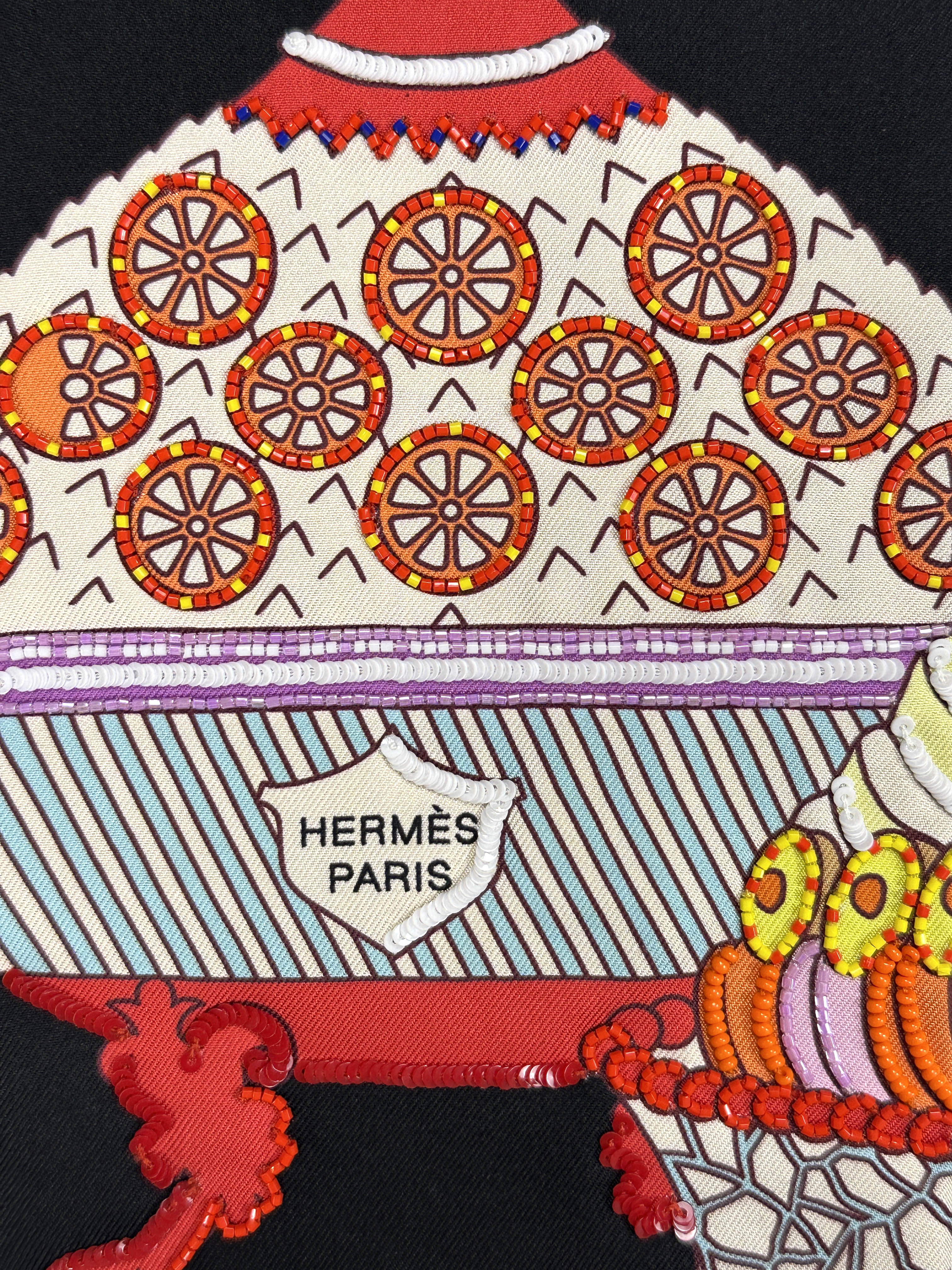 Hermès La Pâtisserie Française Exceptional Beaded Maxi Twilly