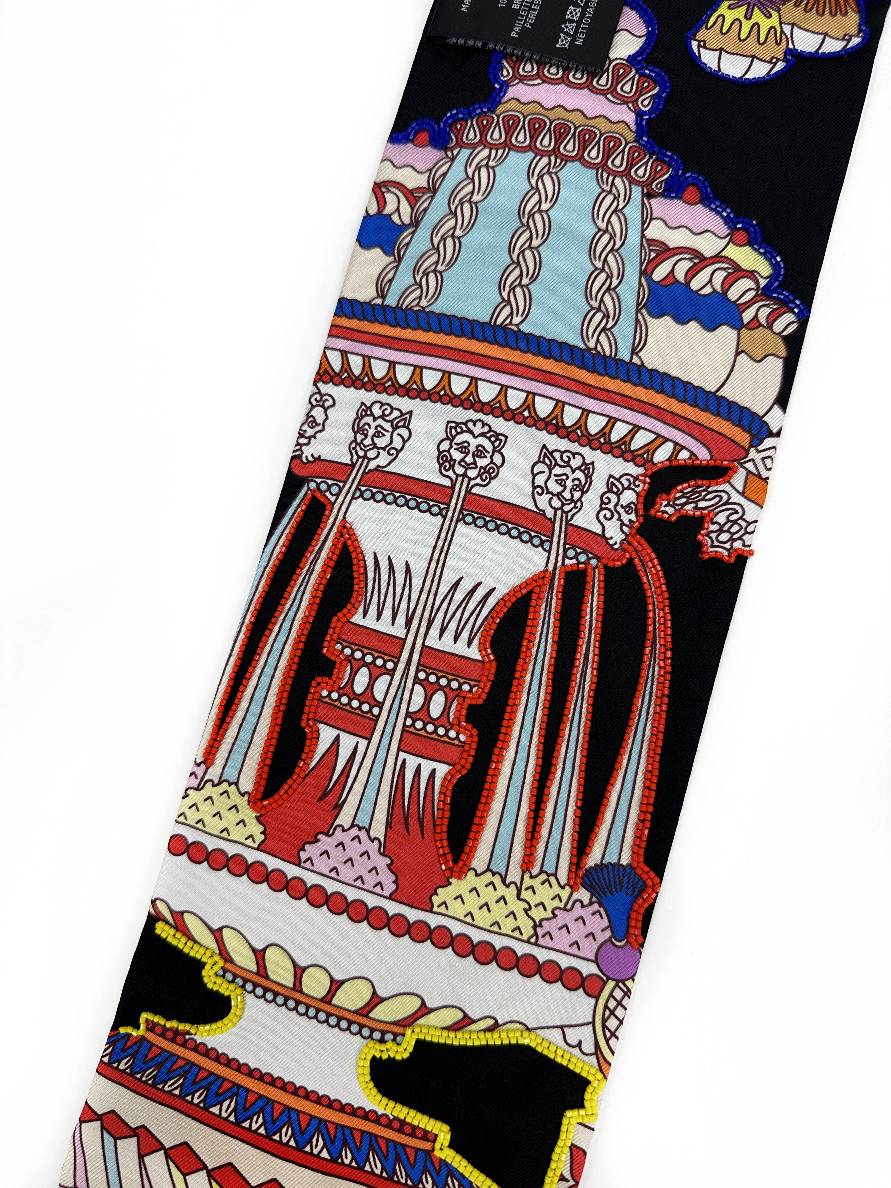 Hermès La Pâtisserie Française Exceptional Beaded Maxi Twilly