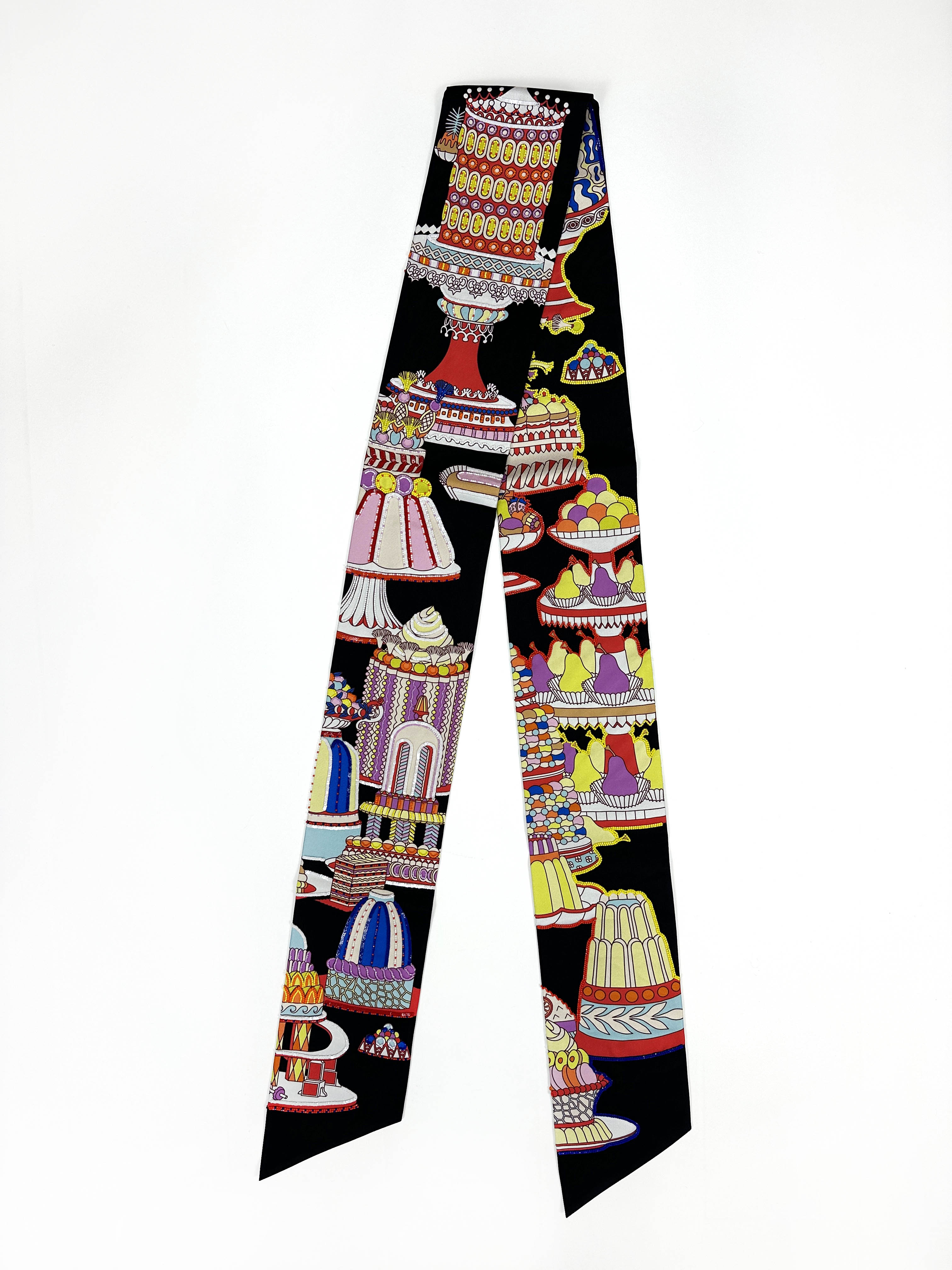 Hermès La Pâtisserie Française Exceptional Beaded Maxi Twilly