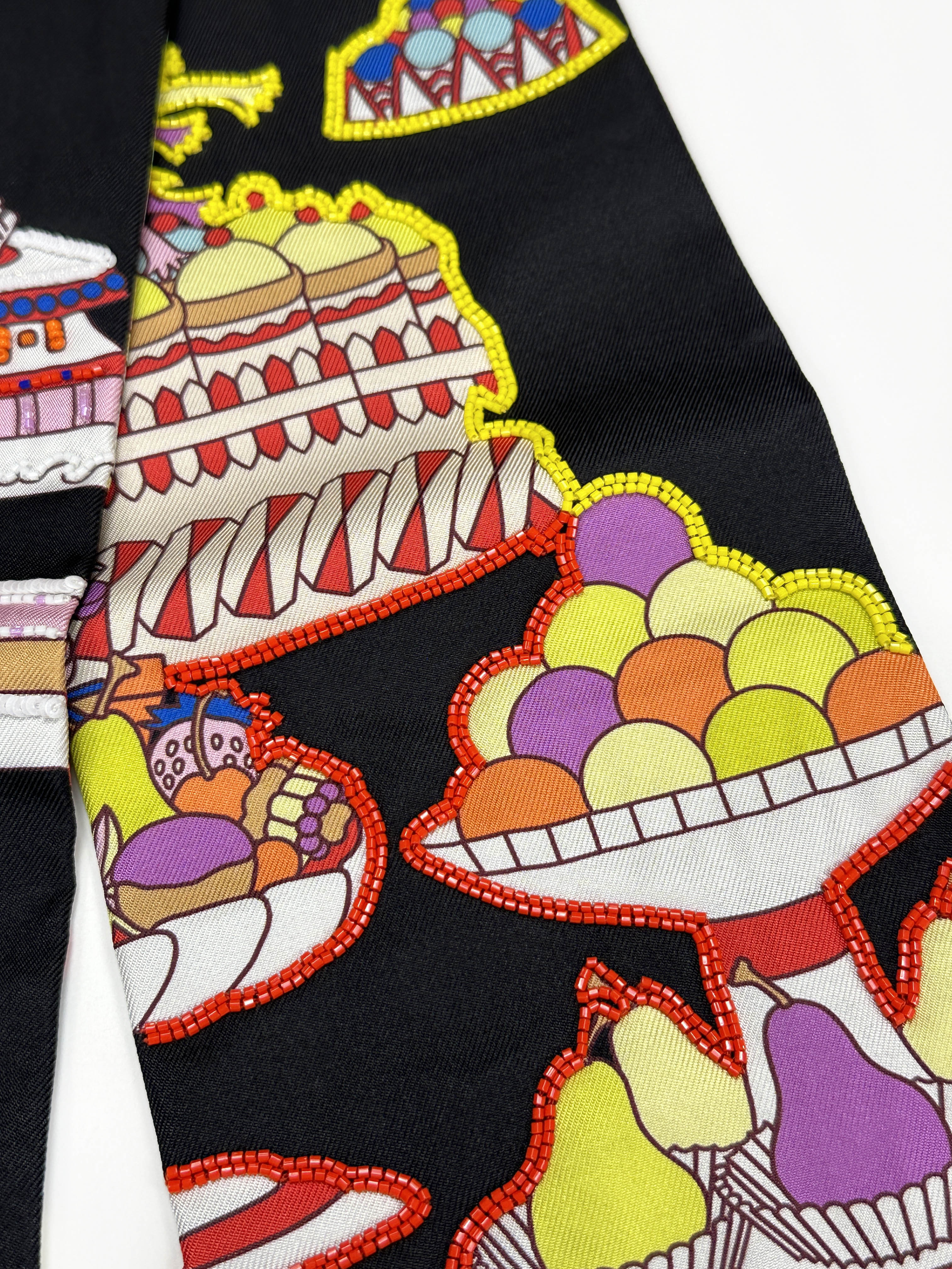 Hermès La Pâtisserie Française Exceptional Beaded Maxi Twilly