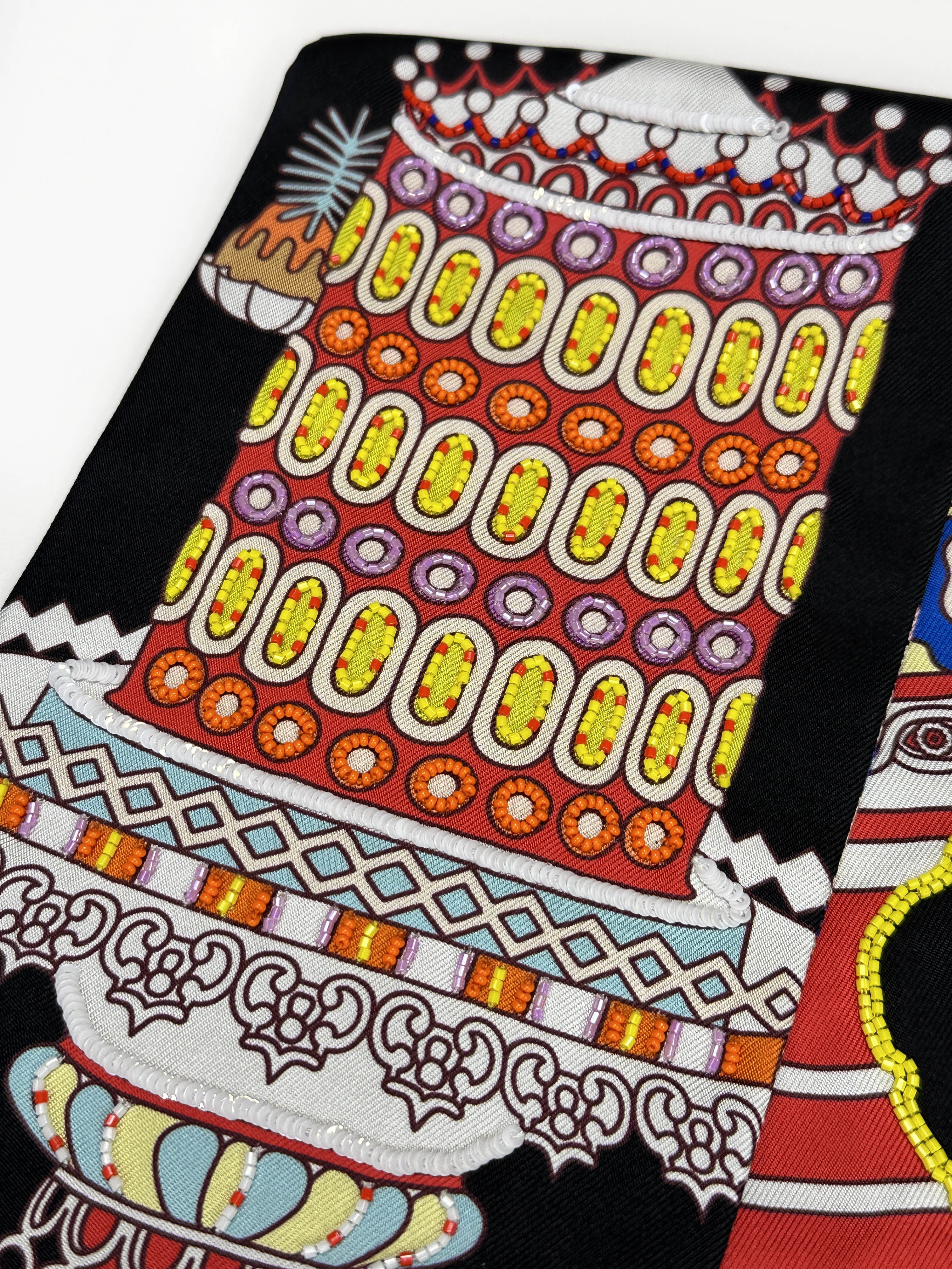 Hermès La Pâtisserie Française Exceptional Beaded Maxi Twilly