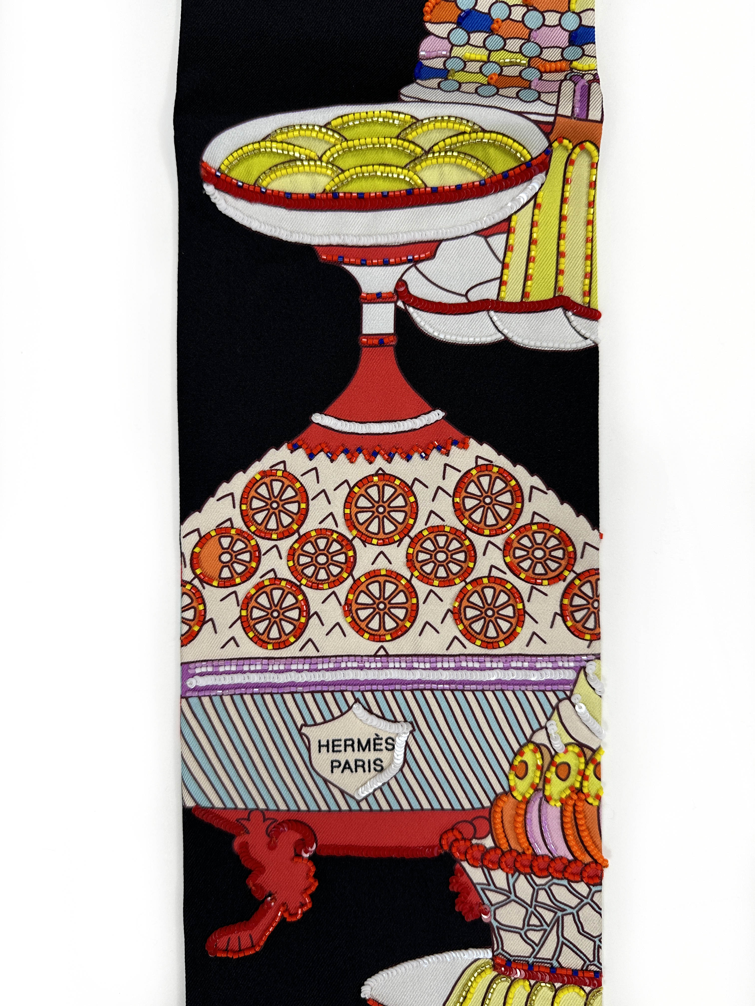 Hermès La Pâtisserie Française Exceptional Beaded Maxi Twilly