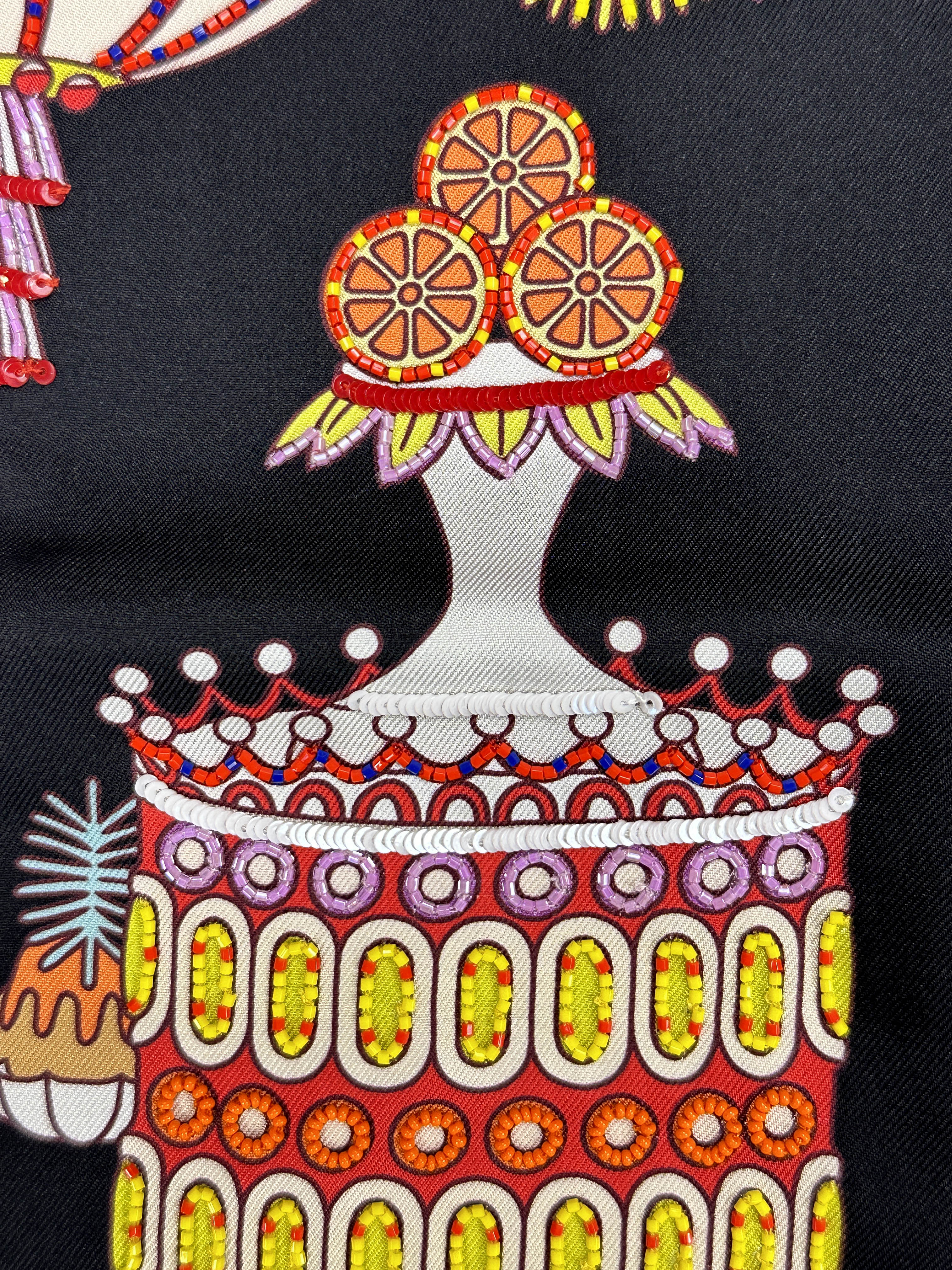 Hermès La Pâtisserie Française Exceptional Beaded Maxi Twilly