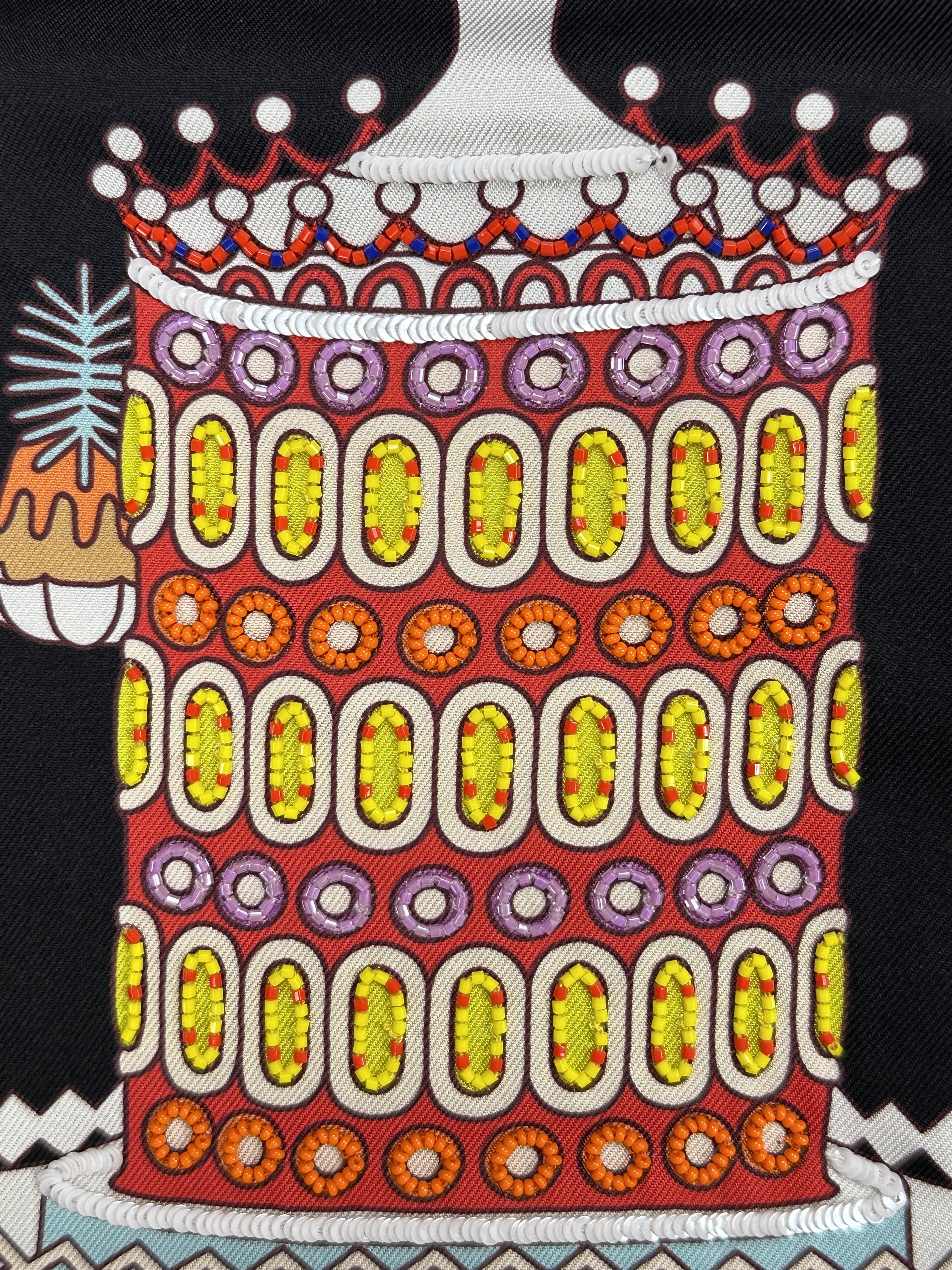 Hermès La Pâtisserie Française Exceptional Beaded Maxi Twilly