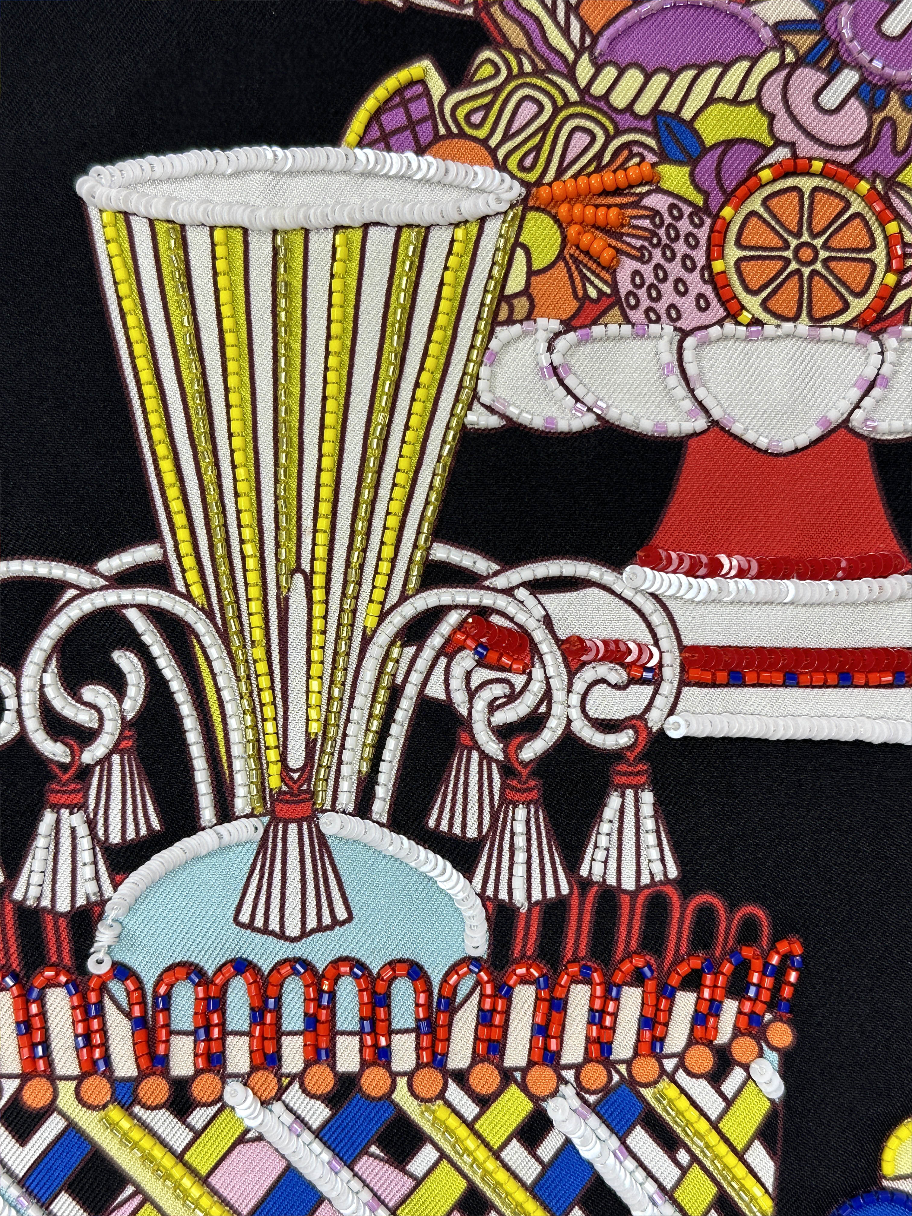 Hermès La Pâtisserie Française Exceptional Beaded Maxi Twilly