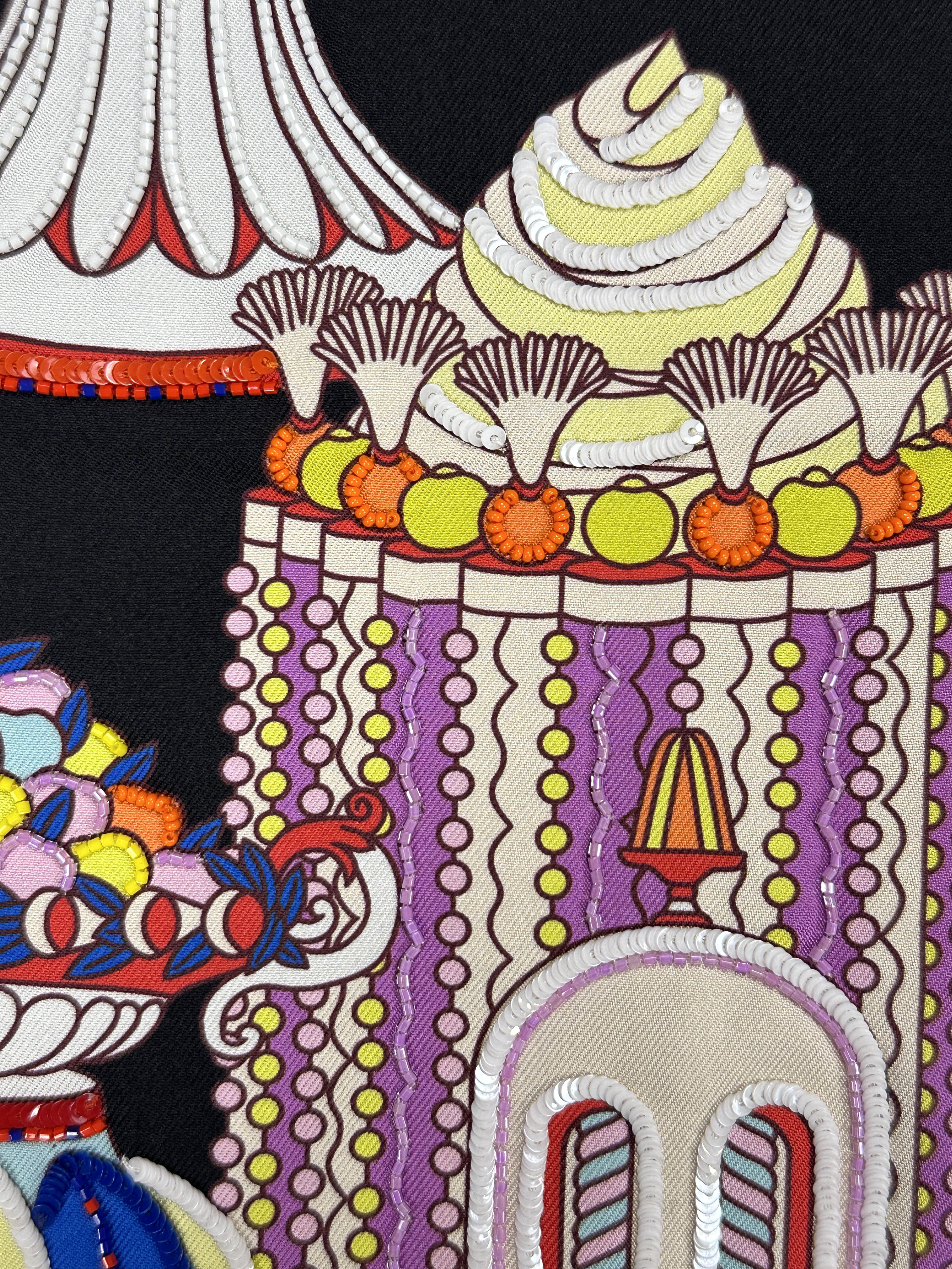 Hermès La Pâtisserie Française Exceptional Beaded Maxi Twilly