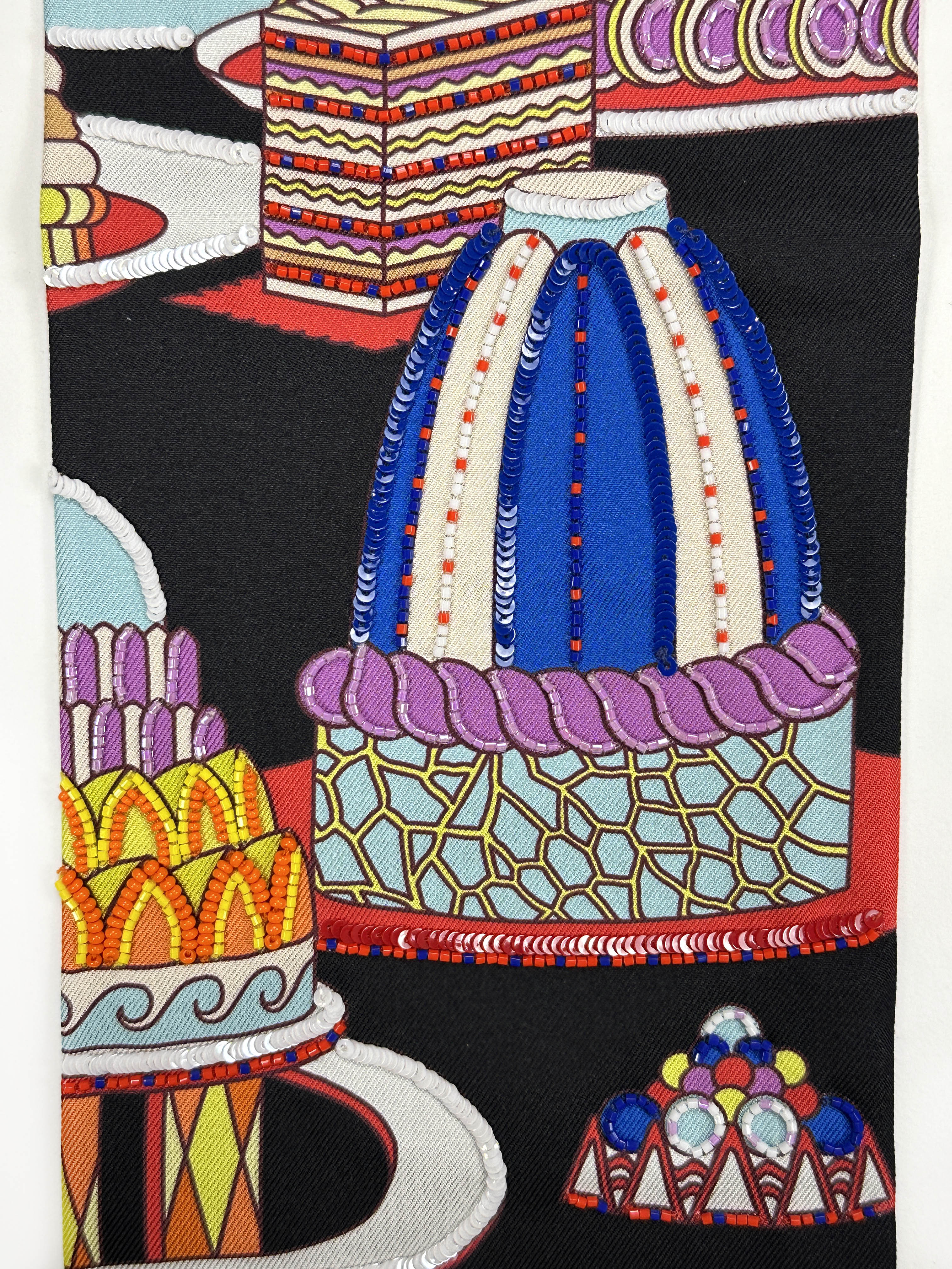 Hermès La Pâtisserie Française Exceptional Beaded Maxi Twilly