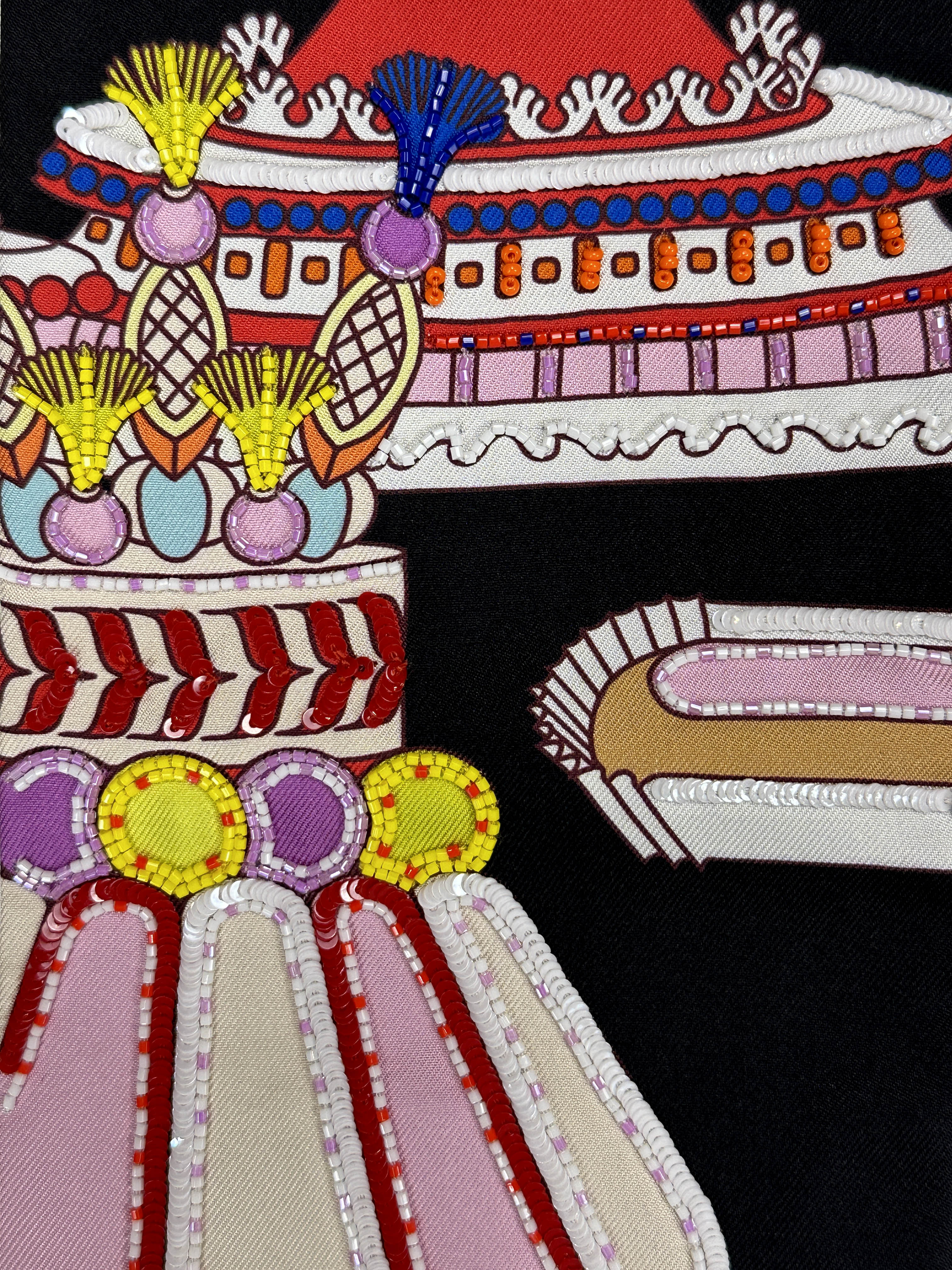 Hermès La Pâtisserie Française Exceptional Beaded Maxi Twilly