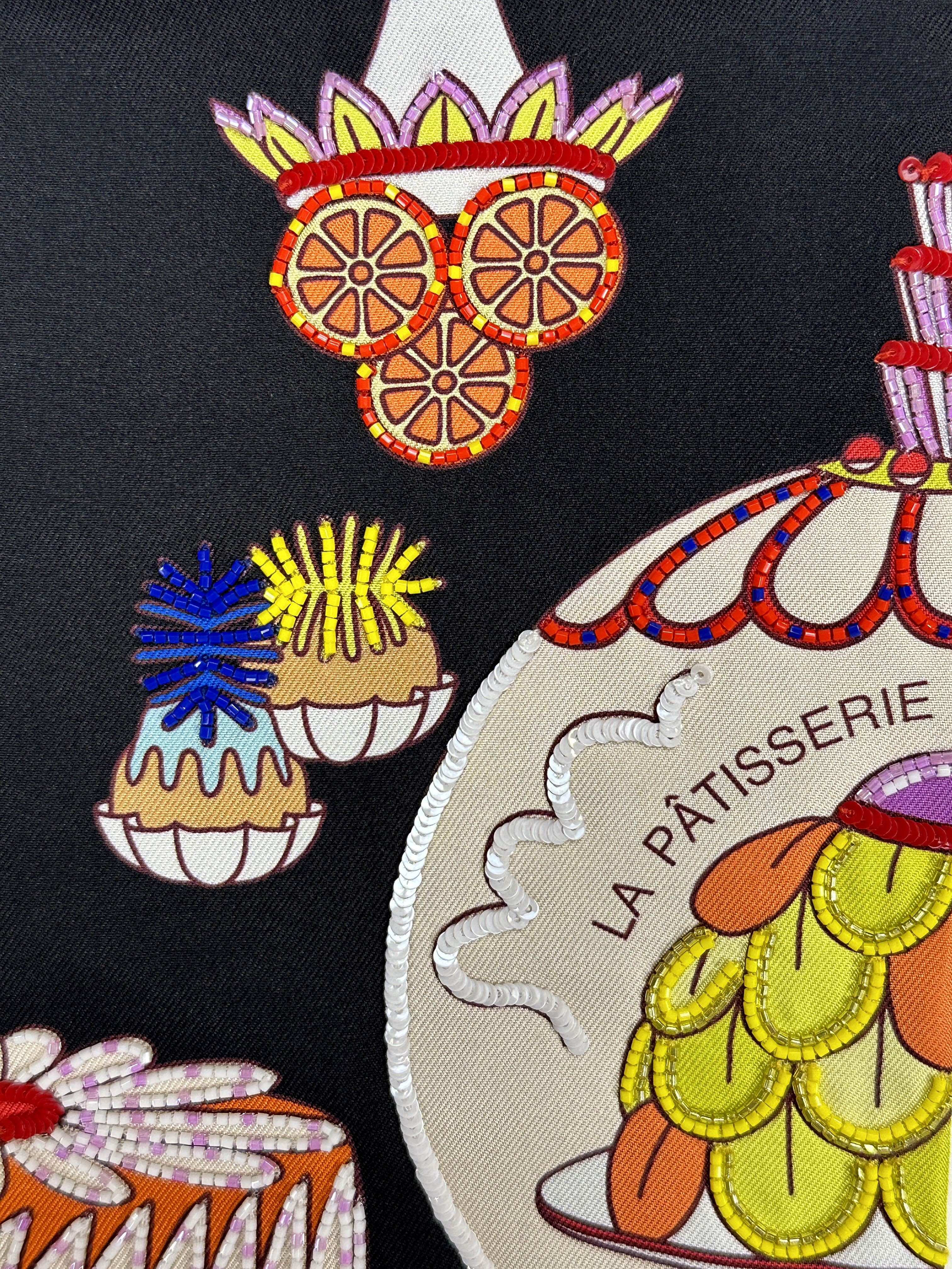 Hermès La Pâtisserie Française Exceptional Beaded Maxi Twilly