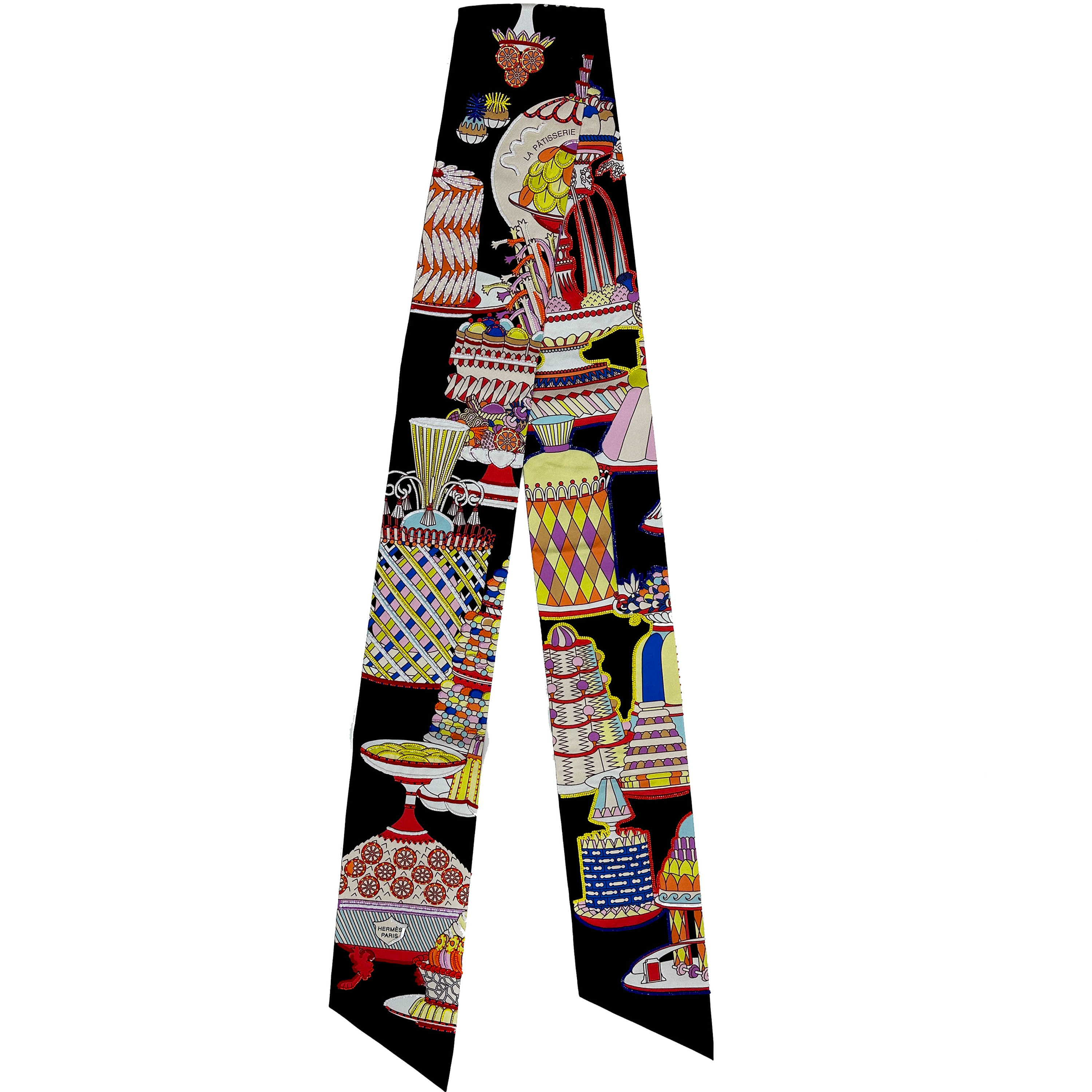 Hermès La Pâtisserie Française Exceptional Beaded Maxi Twilly