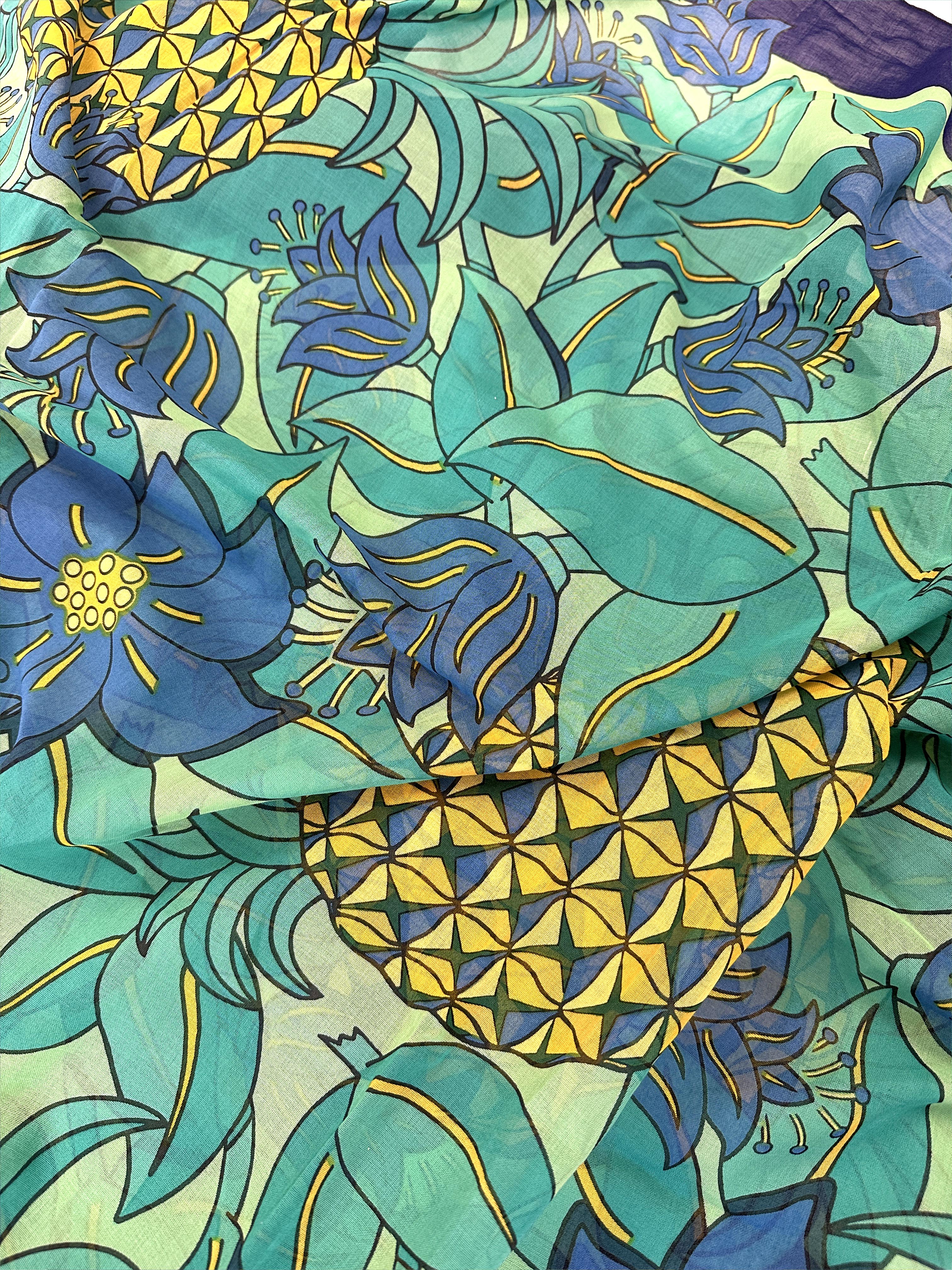 Hermès Pineapple Floral Pareo